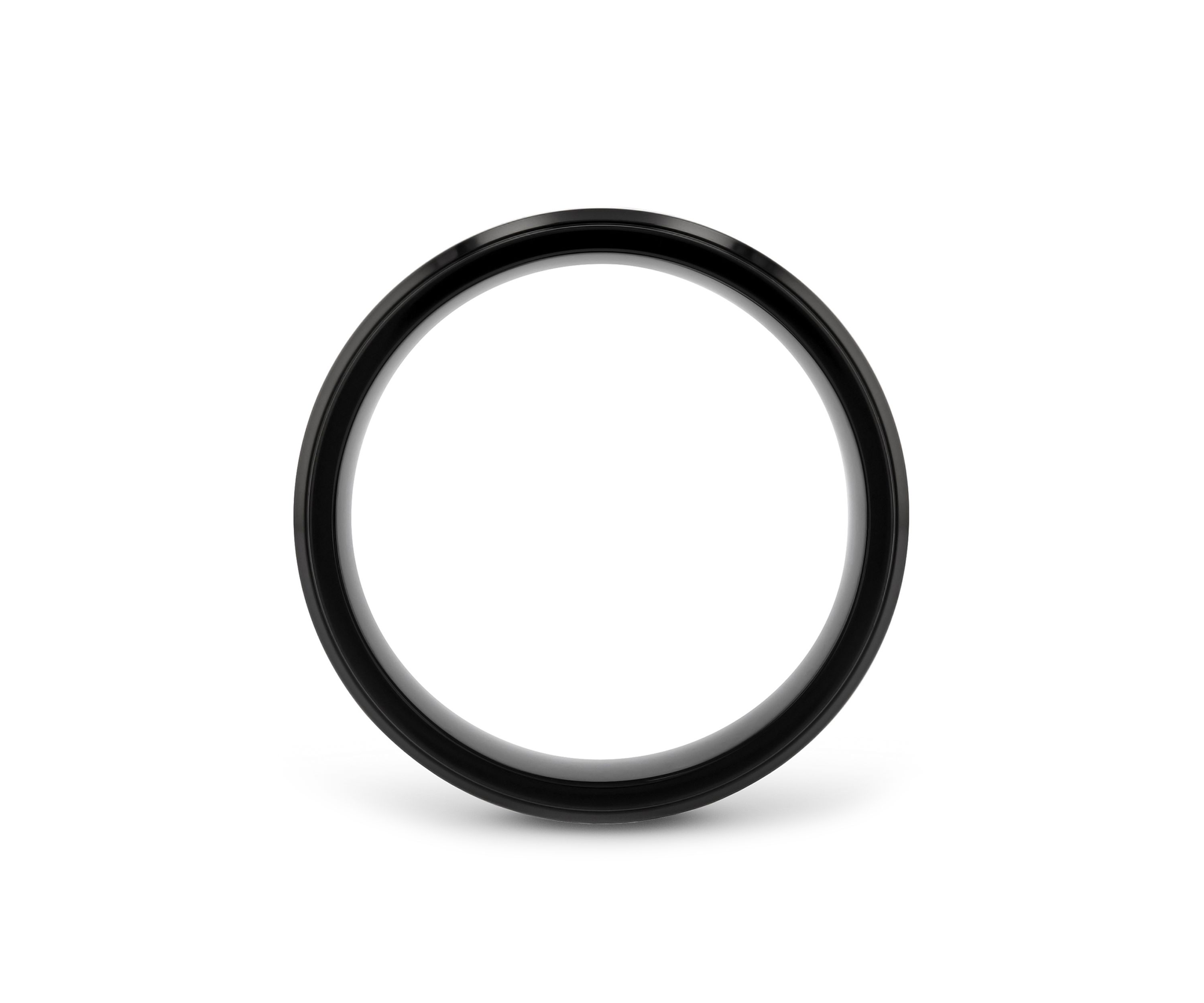 Woodgrain Inlay Beveled Band in Black Stainless Steel