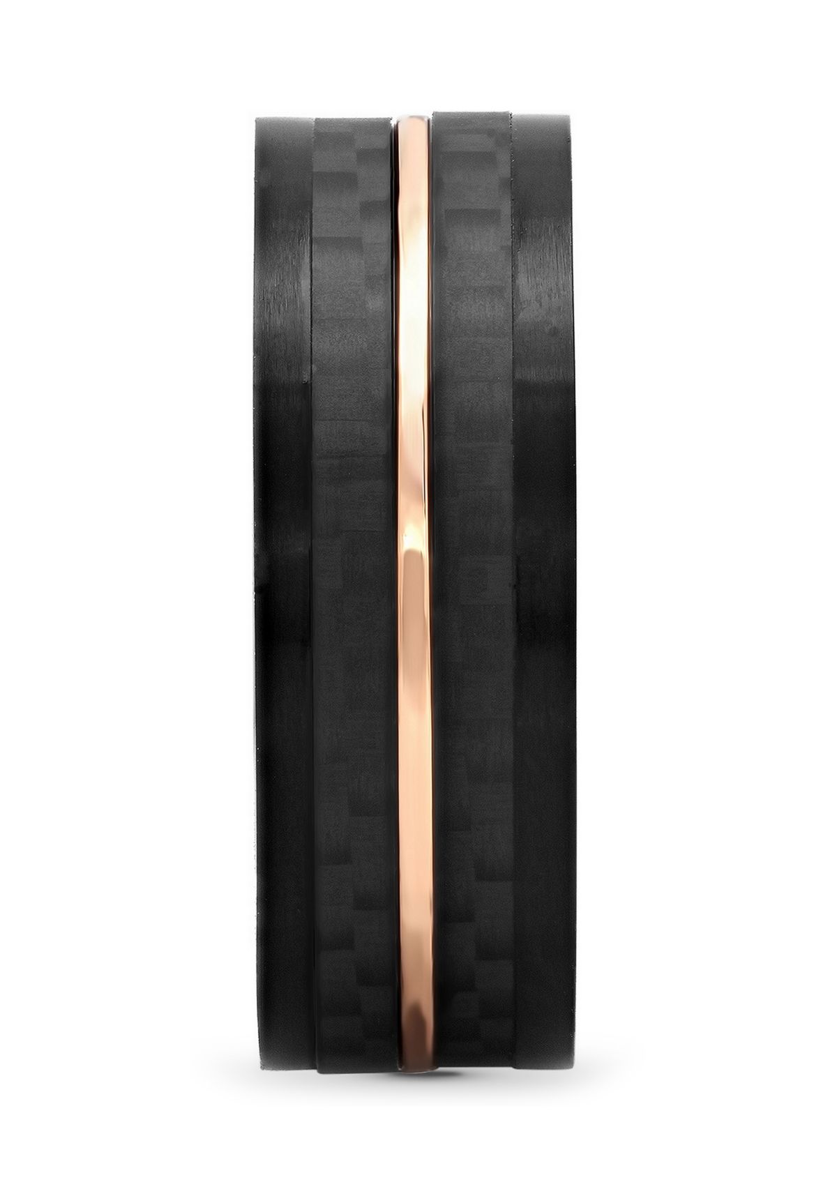 Striped Band in Black and Rose-Tone Stainless Steel