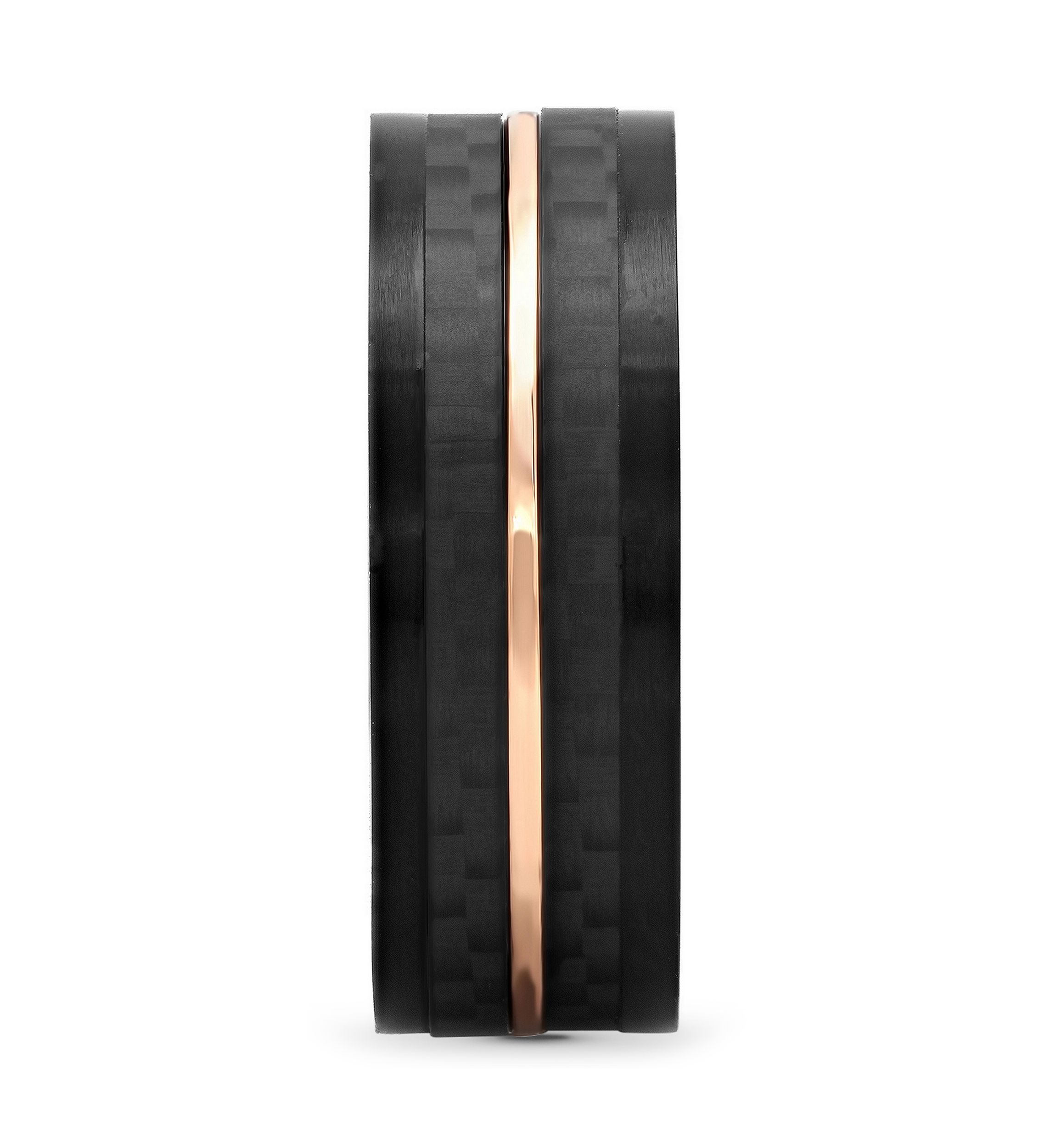 Striped Band in Black and Rose-Tone Stainless Steel