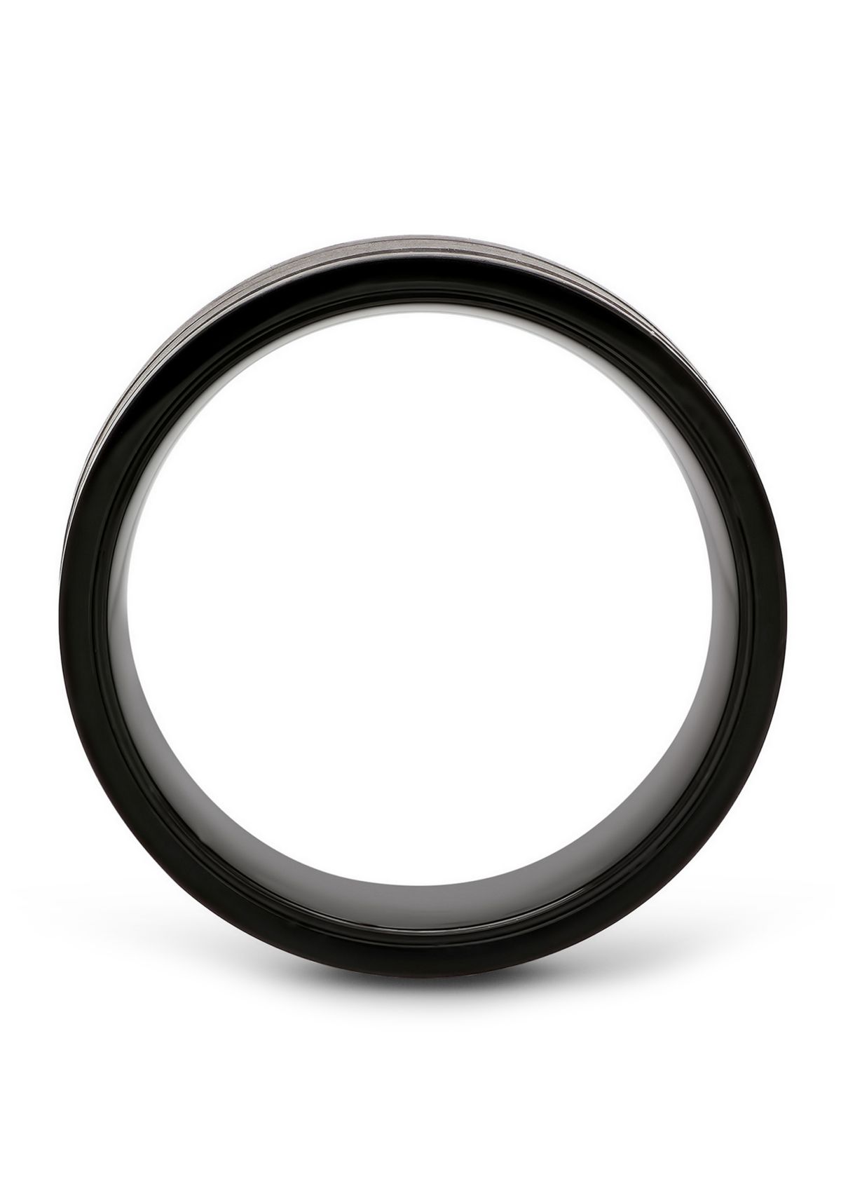 Striped Band in Black and Rose-Tone Stainless Steel