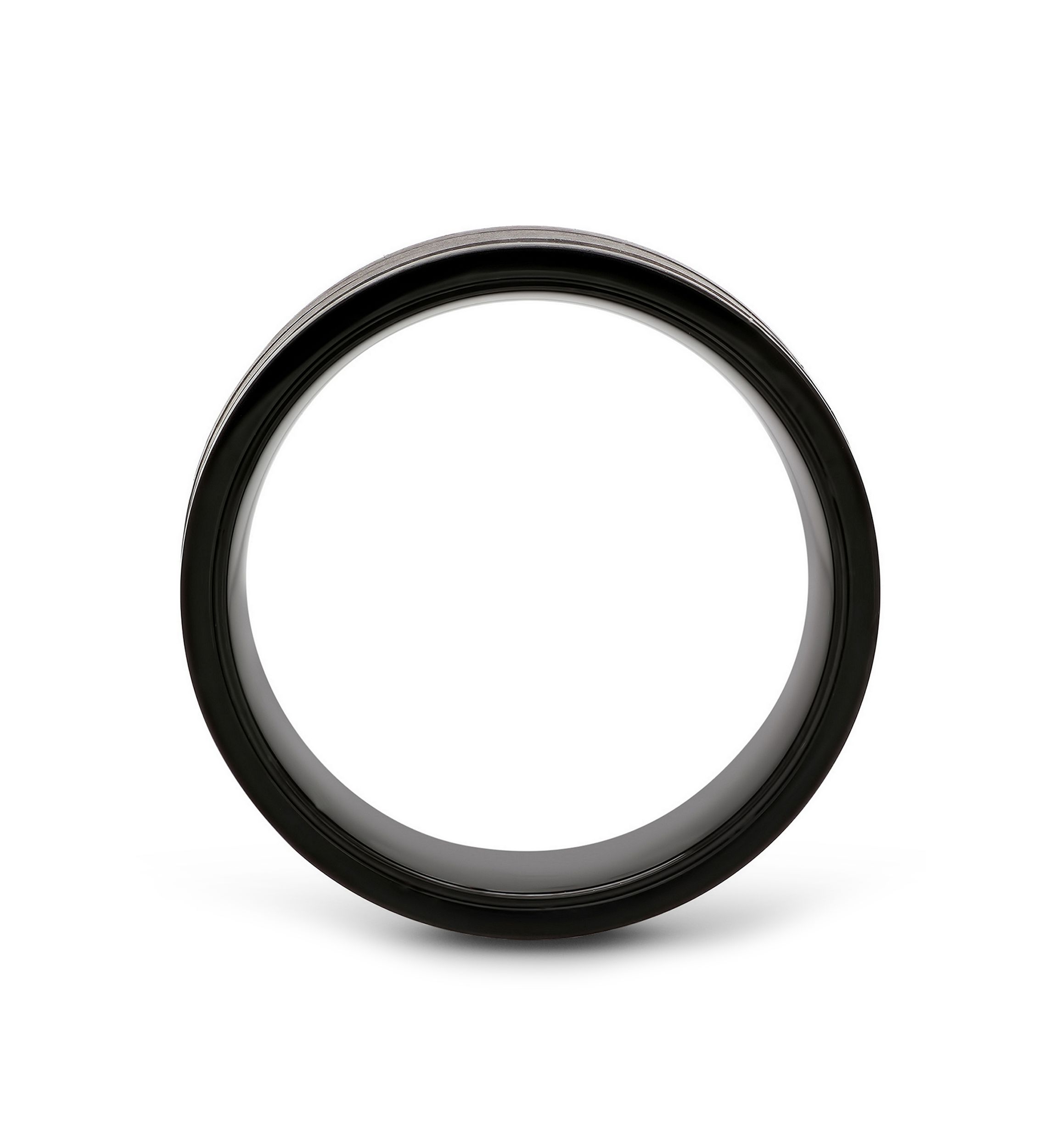 Striped Band in Black and Rose-Tone Stainless Steel