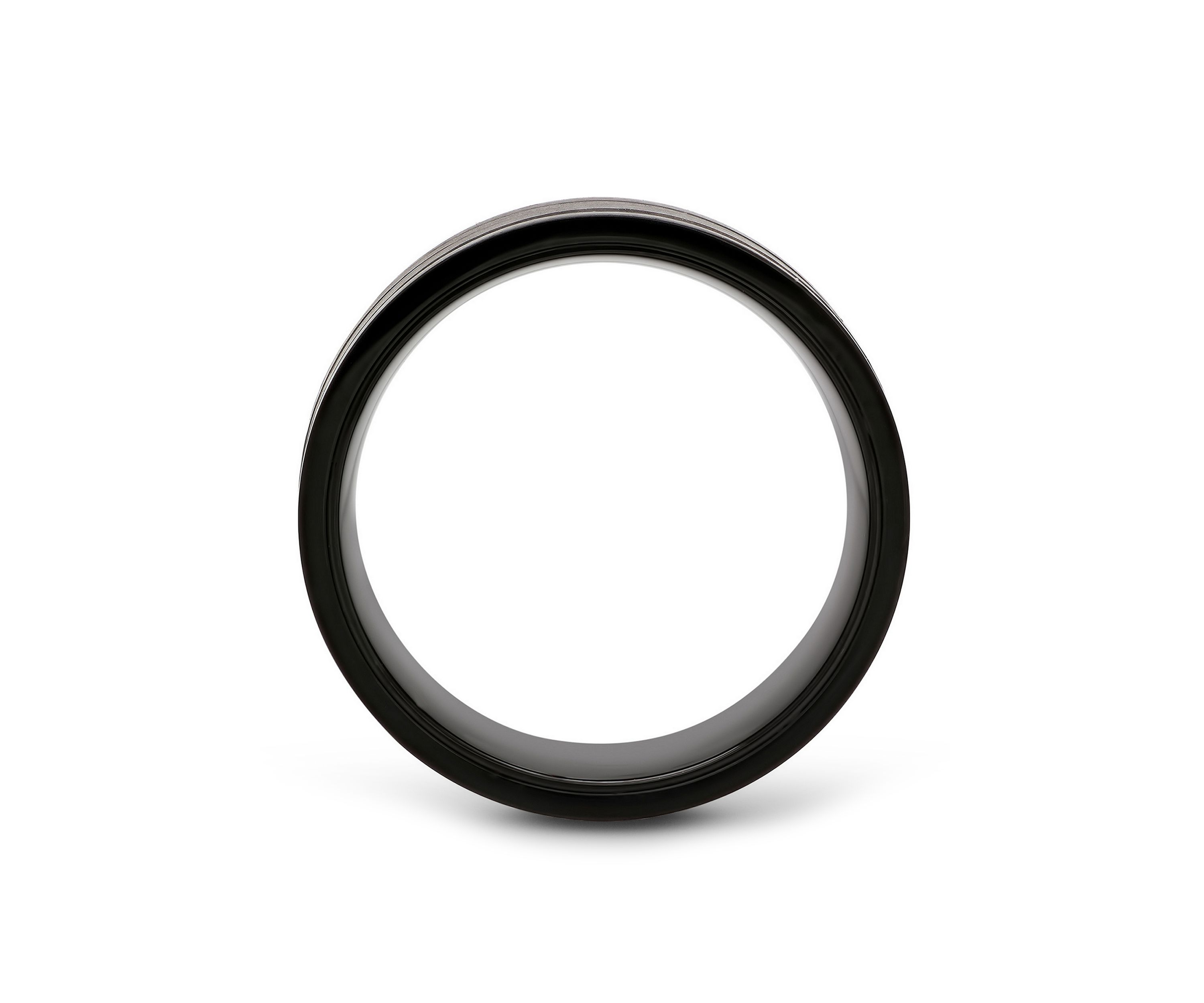 Striped Band in Black and Rose-Tone Stainless Steel