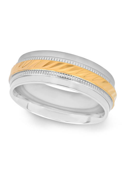 Wave Center Milgrain Band in Two-Tone Stainless Steel