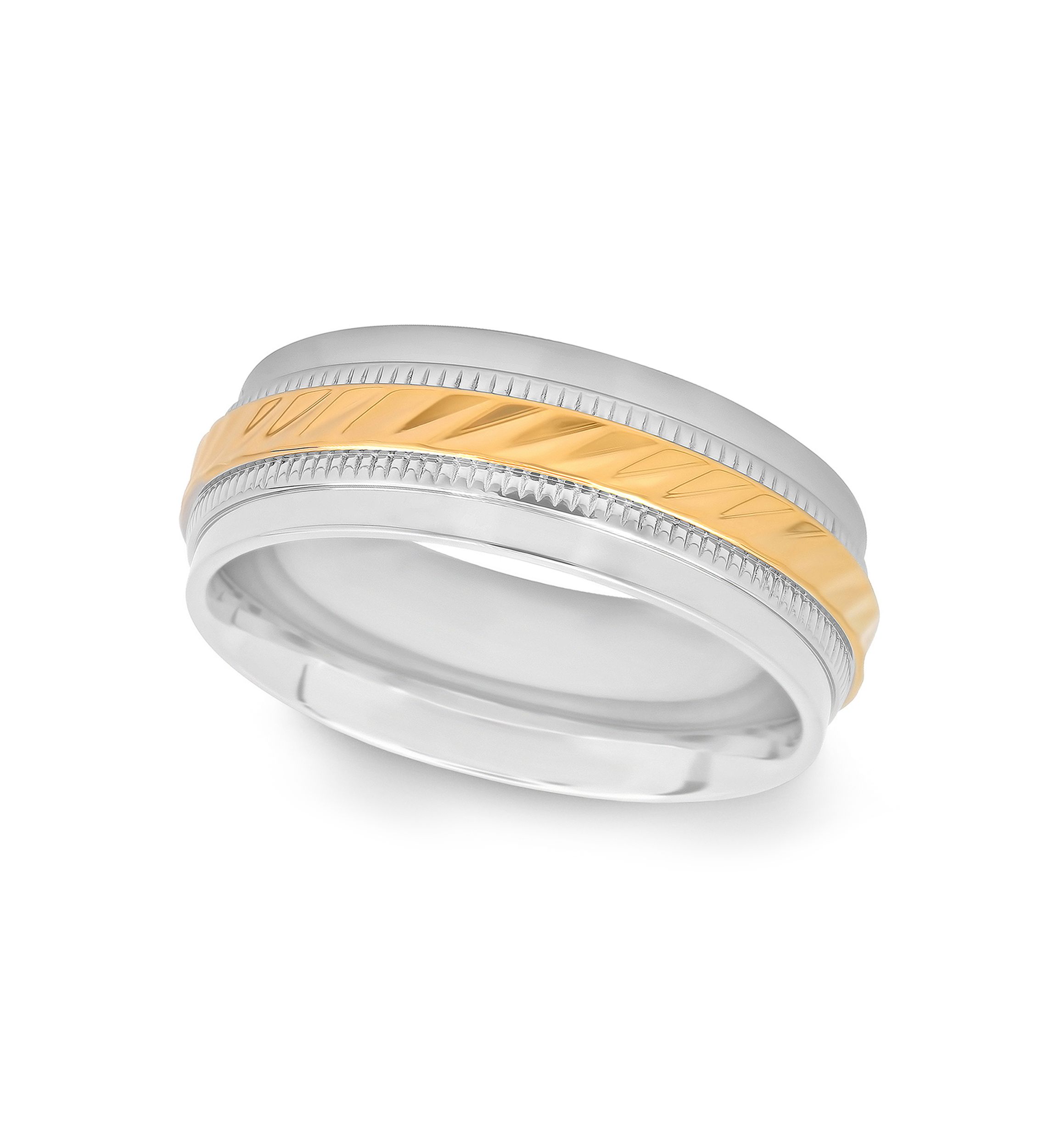 Wave Center Milgrain Band in Two-Tone Stainless Steel