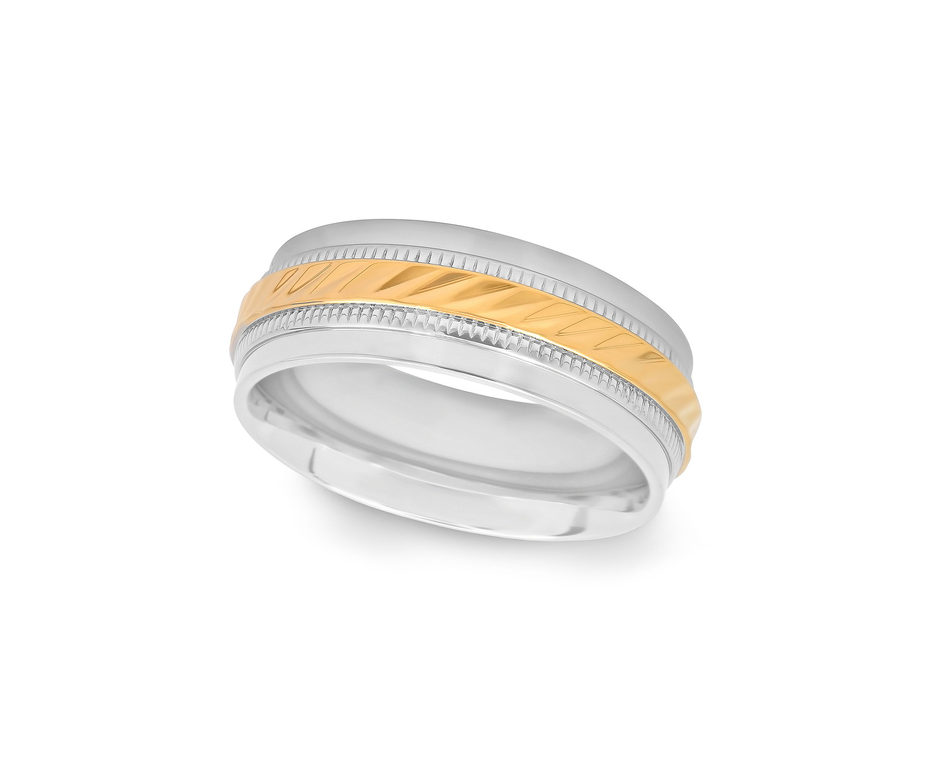 Wave Center Milgrain Band in Two-Tone Stainless Steel