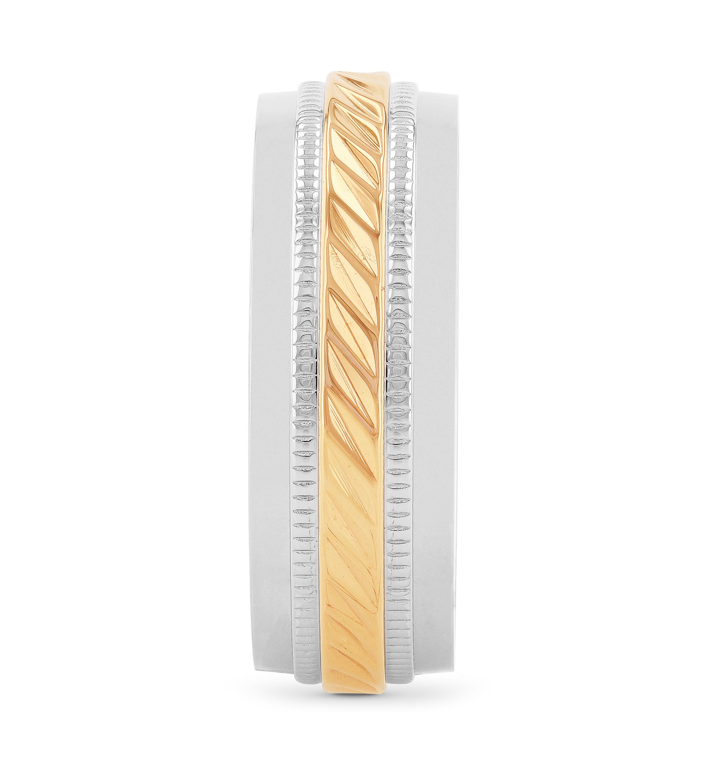 Wave Center Milgrain Band in Two-Tone Stainless Steel