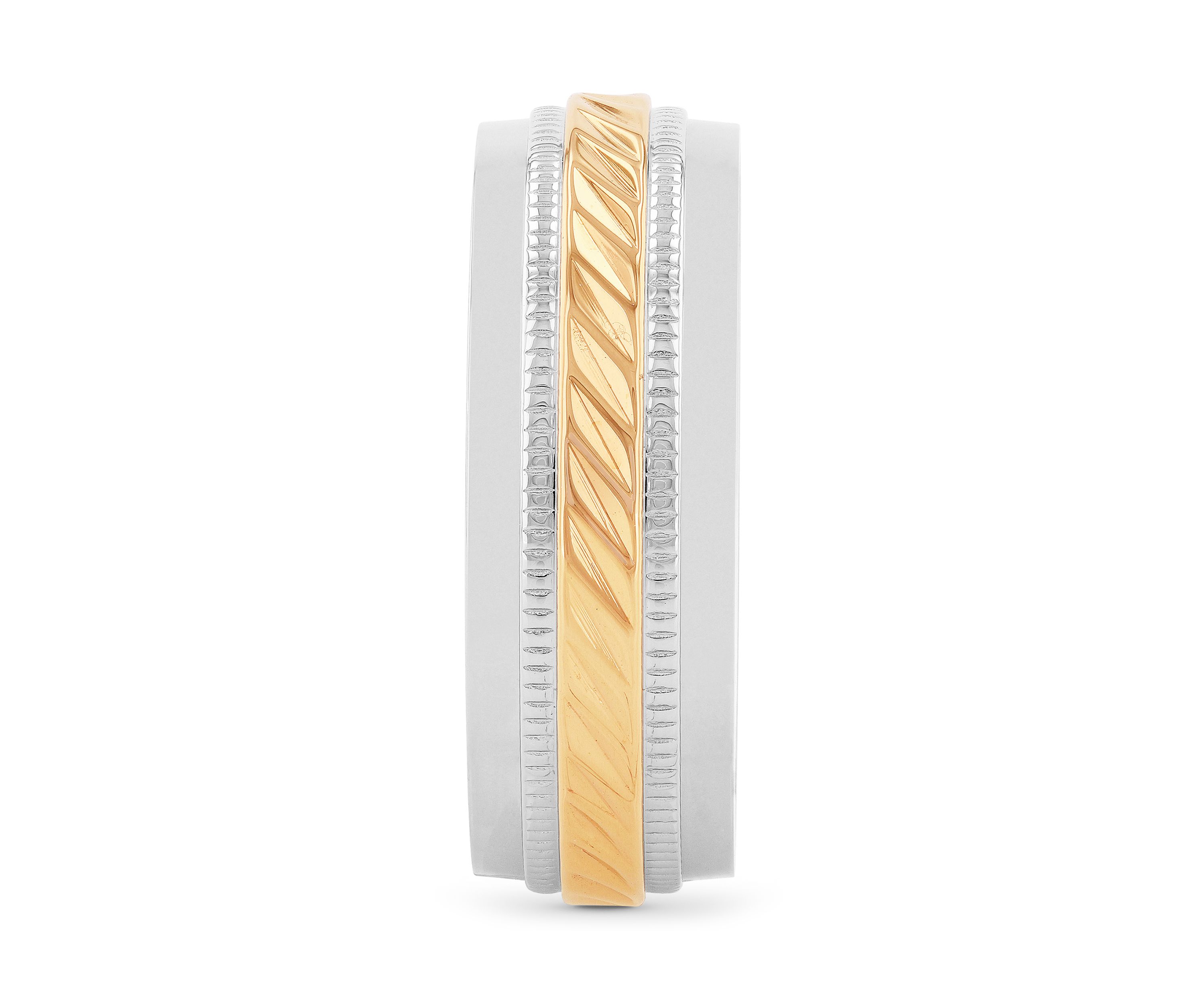 Wave Center Milgrain Band in Two-Tone Stainless Steel