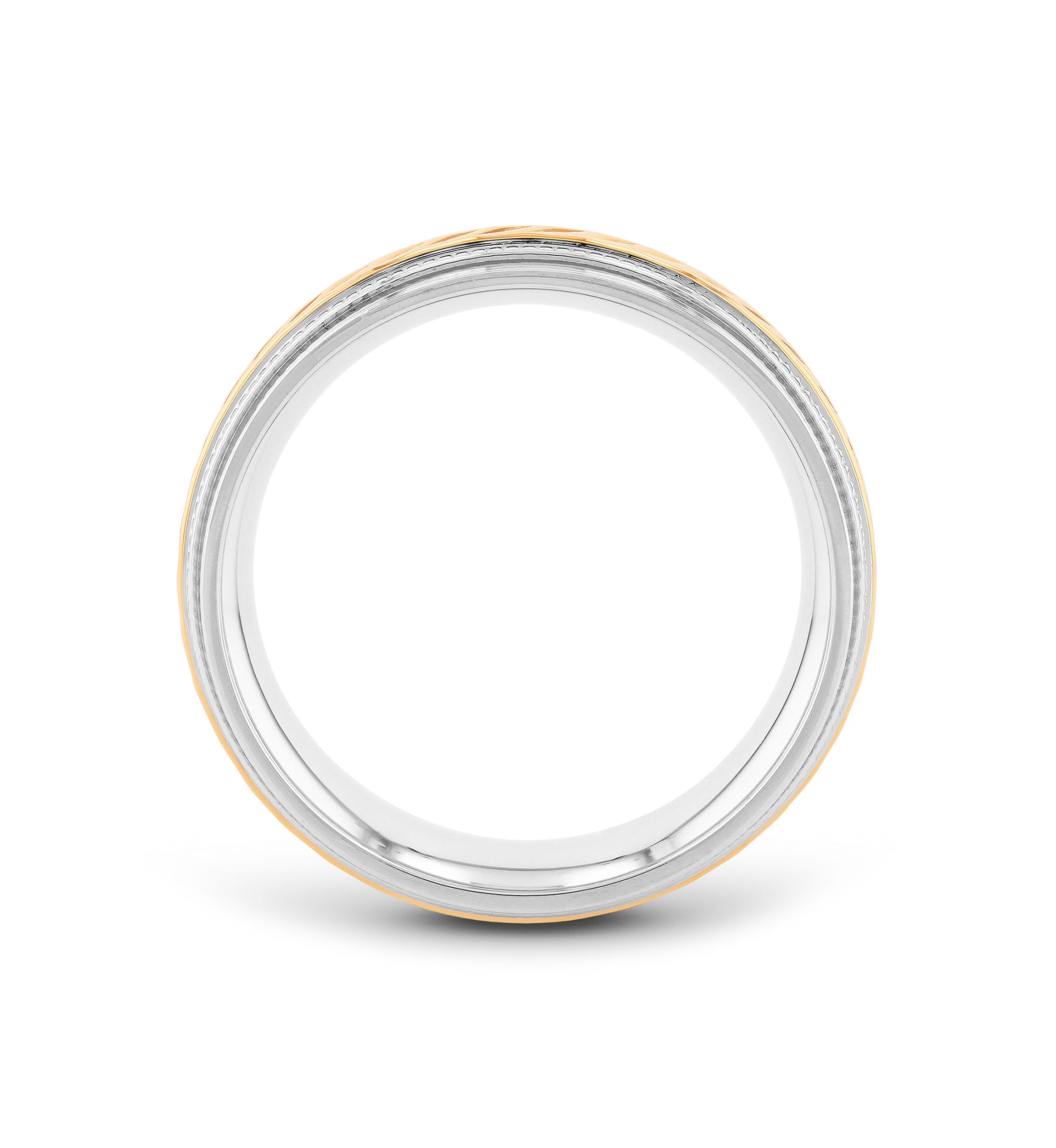 Wave Center Milgrain Band in Two-Tone Stainless Steel