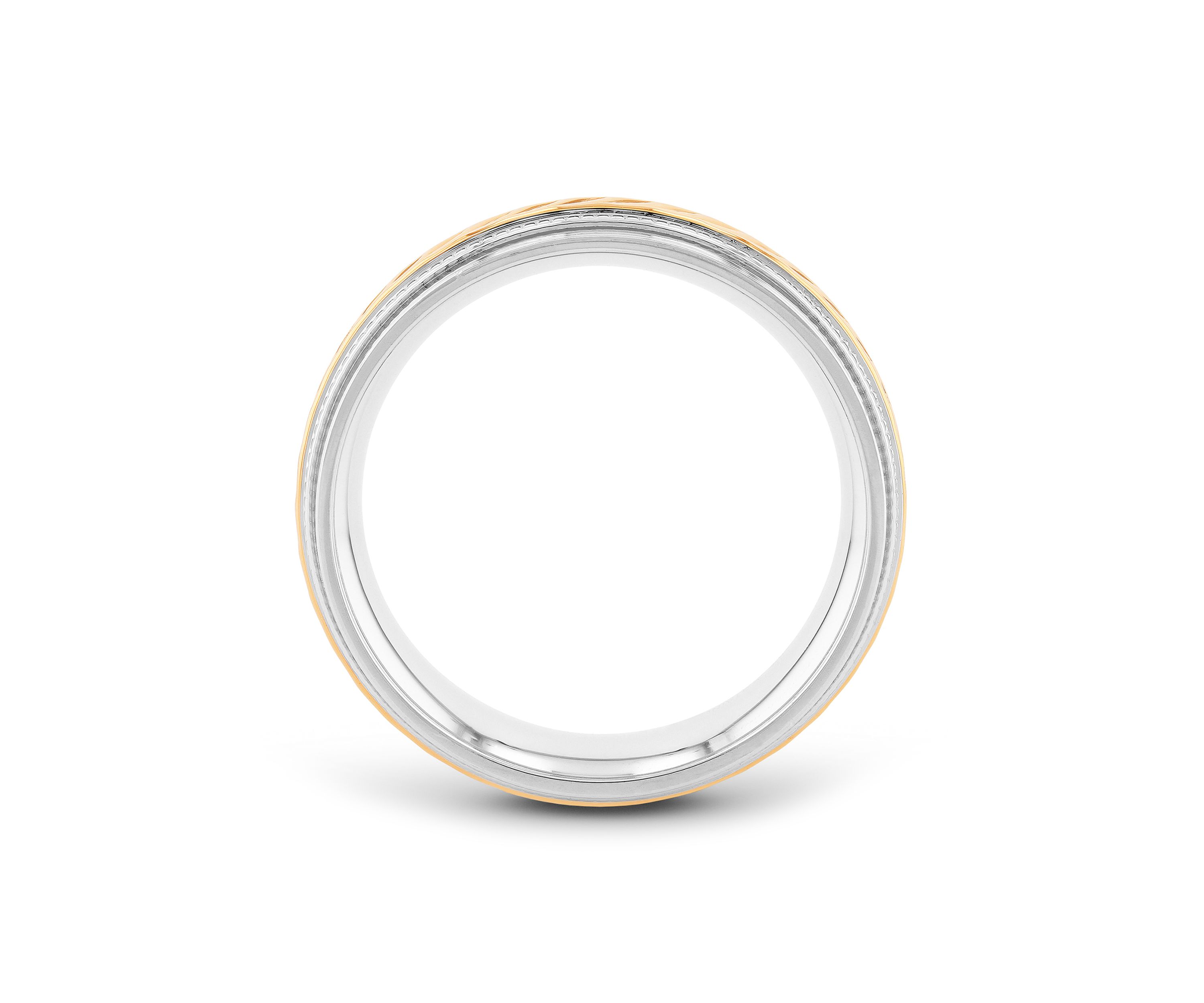 Wave Center Milgrain Band in Two-Tone Stainless Steel