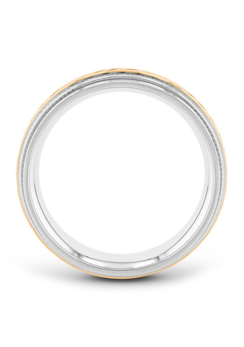 Wave Center Milgrain Band in Two-Tone Stainless Steel