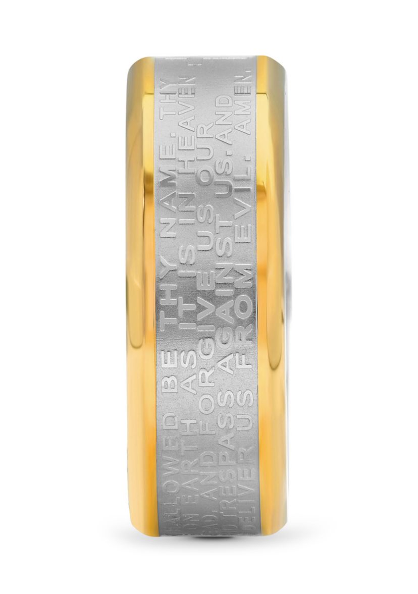 The Lords Prayer Religious Band in Two-Tone Stainless Steel