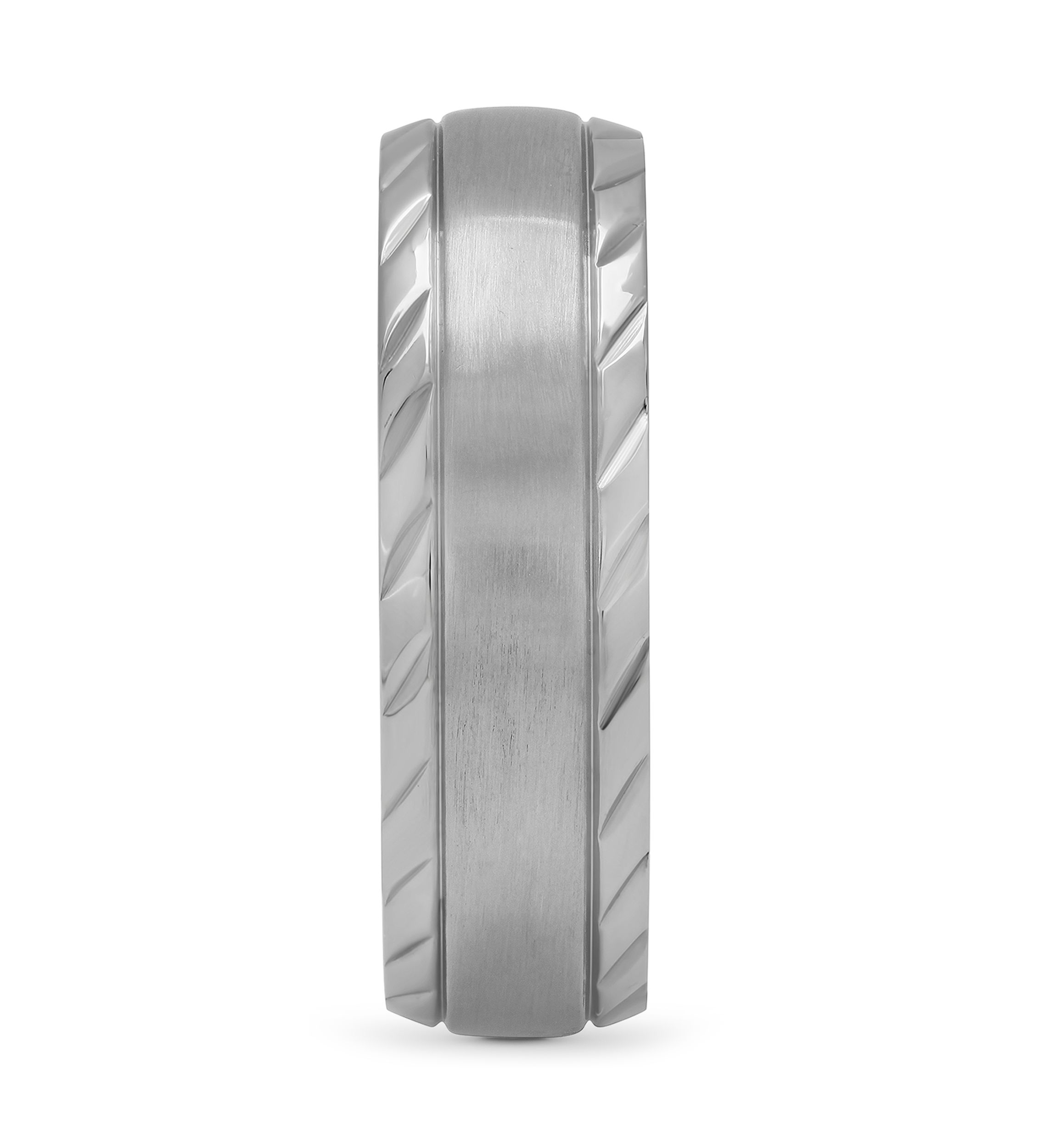 Grooved Satin Center Band in Stainless Steel