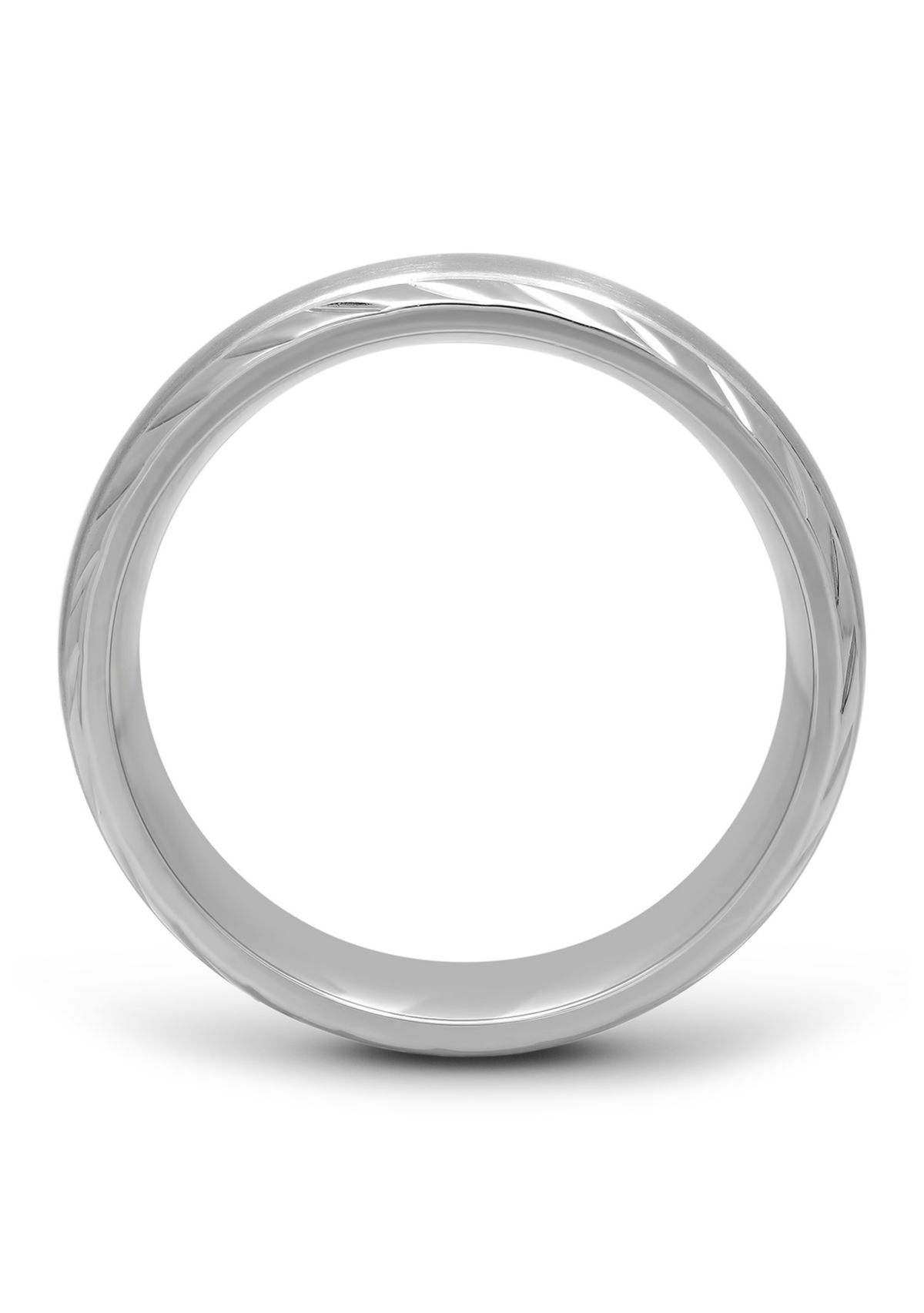 Grooved Satin Center Band in Stainless Steel
