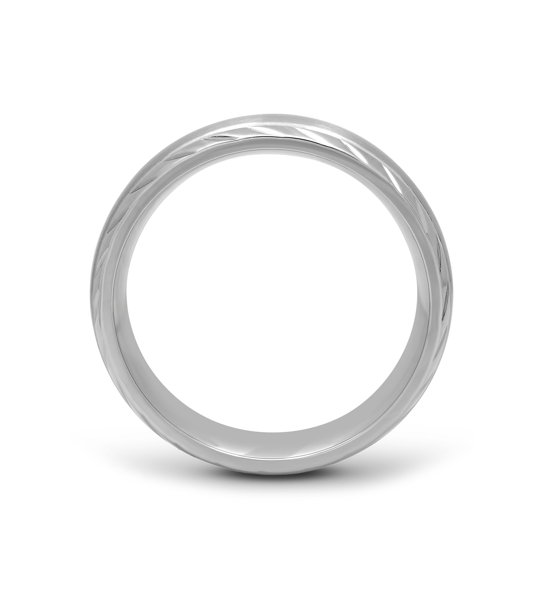Grooved Satin Center Band in Stainless Steel