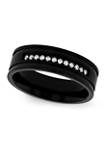 1/6 ct. t. w. Diamond Grooved Band in Black Stainless Steel