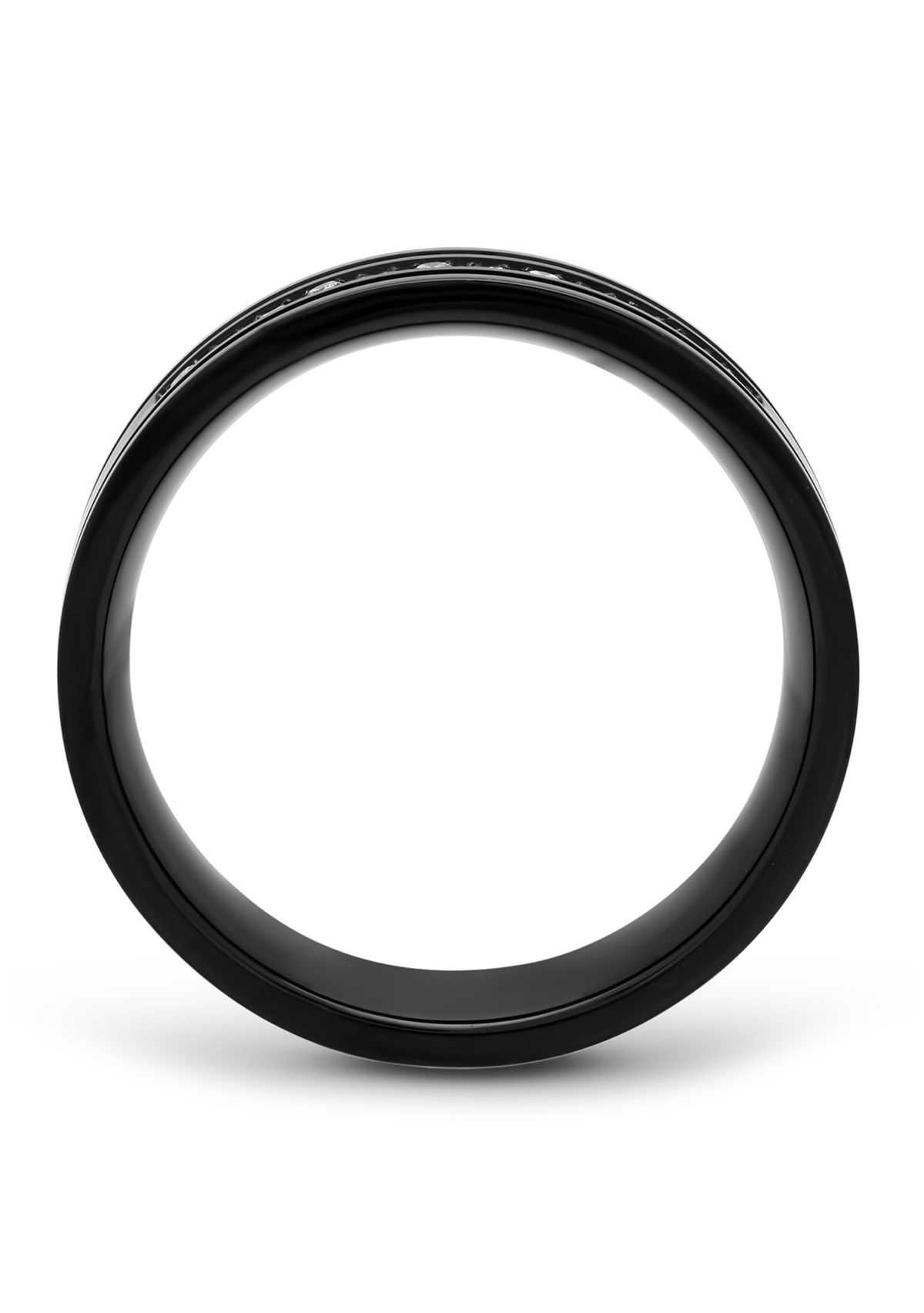 1/6 ct. t. w. Diamond Grooved Band in Black Stainless Steel