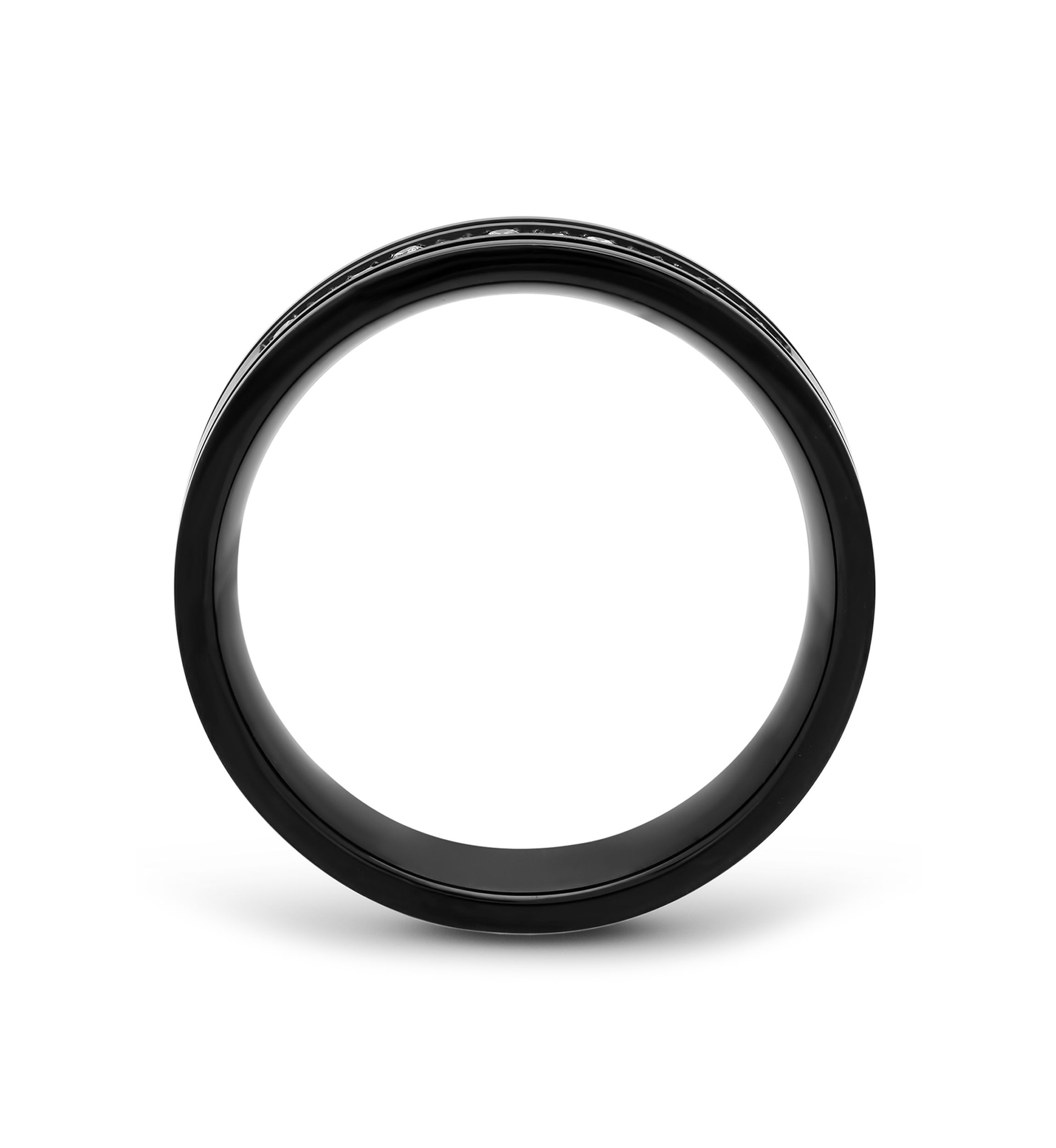1/6 ct. t. w. Diamond Grooved Band in Black Stainless Steel