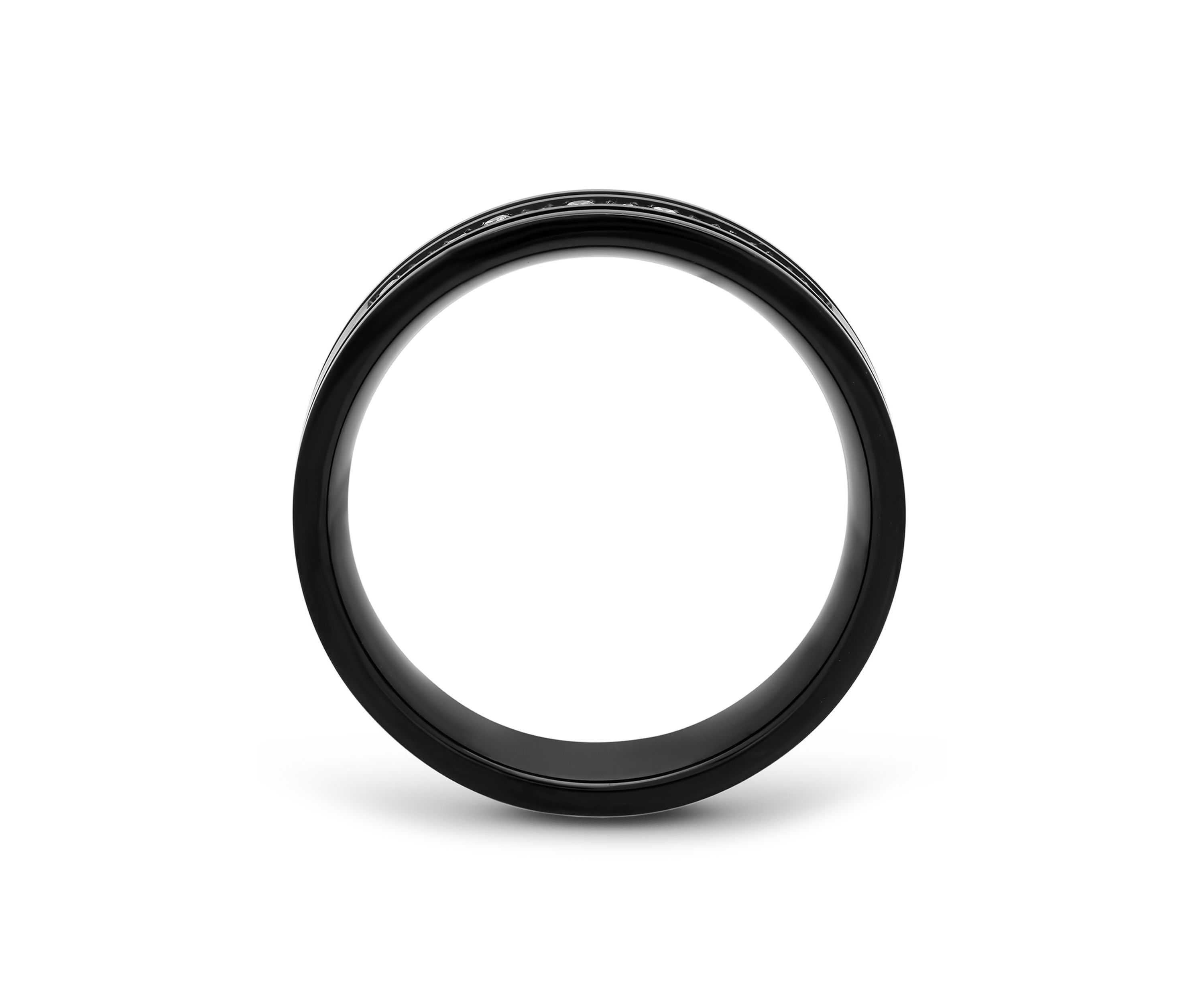 1/6 ct. t. w. Diamond Grooved Band in Black Stainless Steel