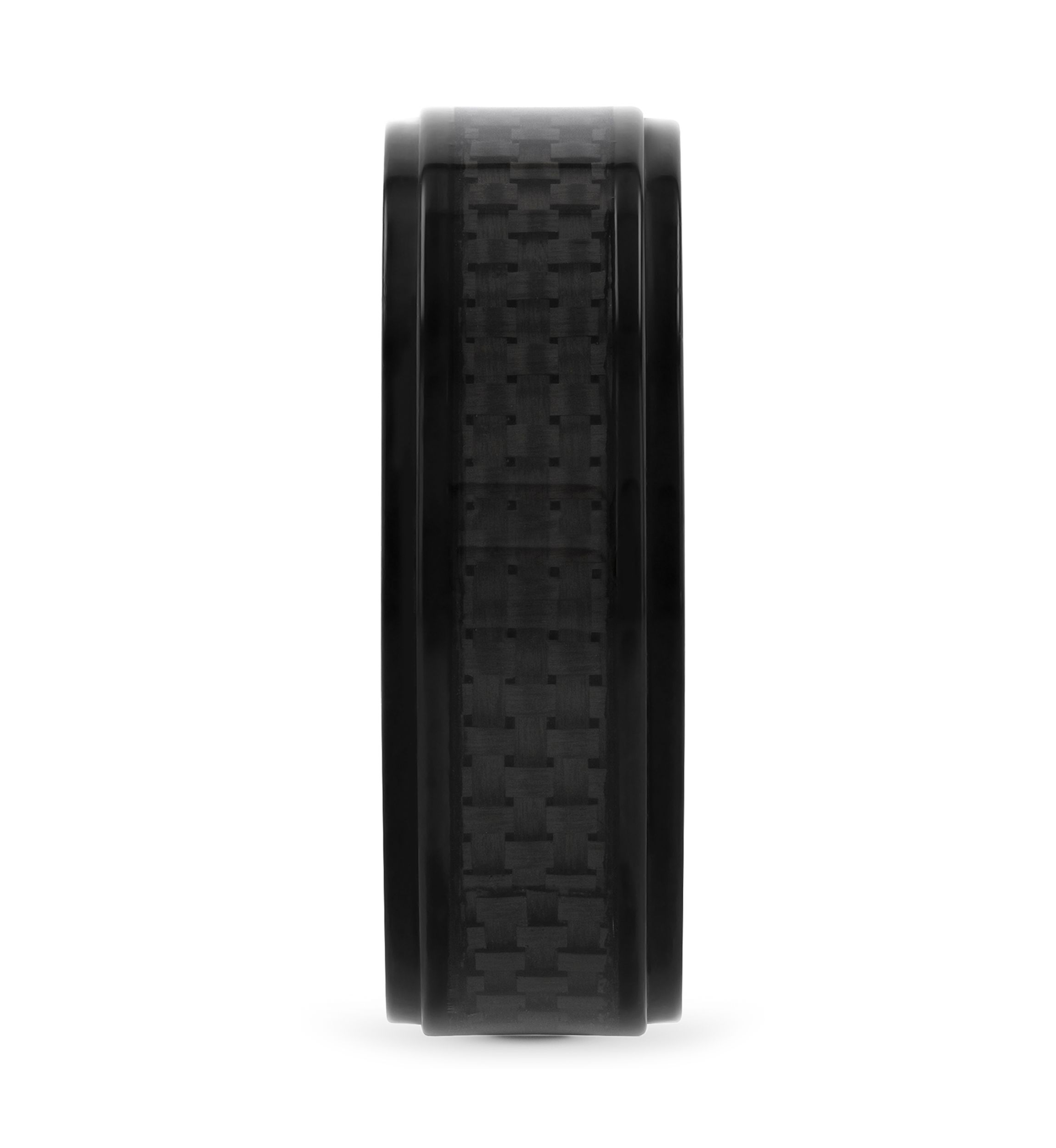Black Weave Inlay Lightweight Beveled Band in Black Titanium