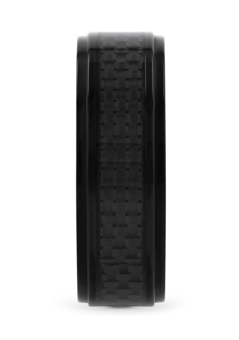 Black Weave Inlay Lightweight Beveled Band in Black Titanium