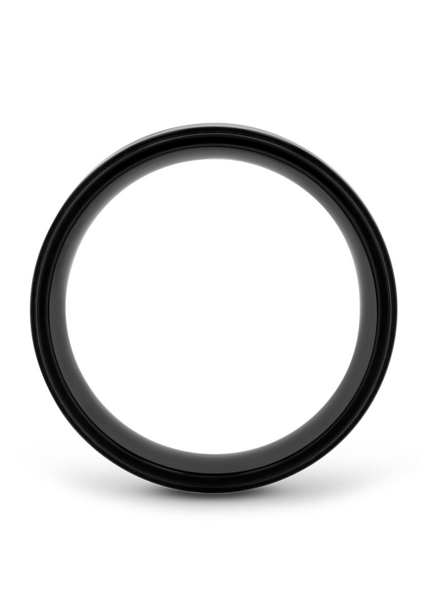 Black Weave Inlay Lightweight Beveled Band in Black Titanium