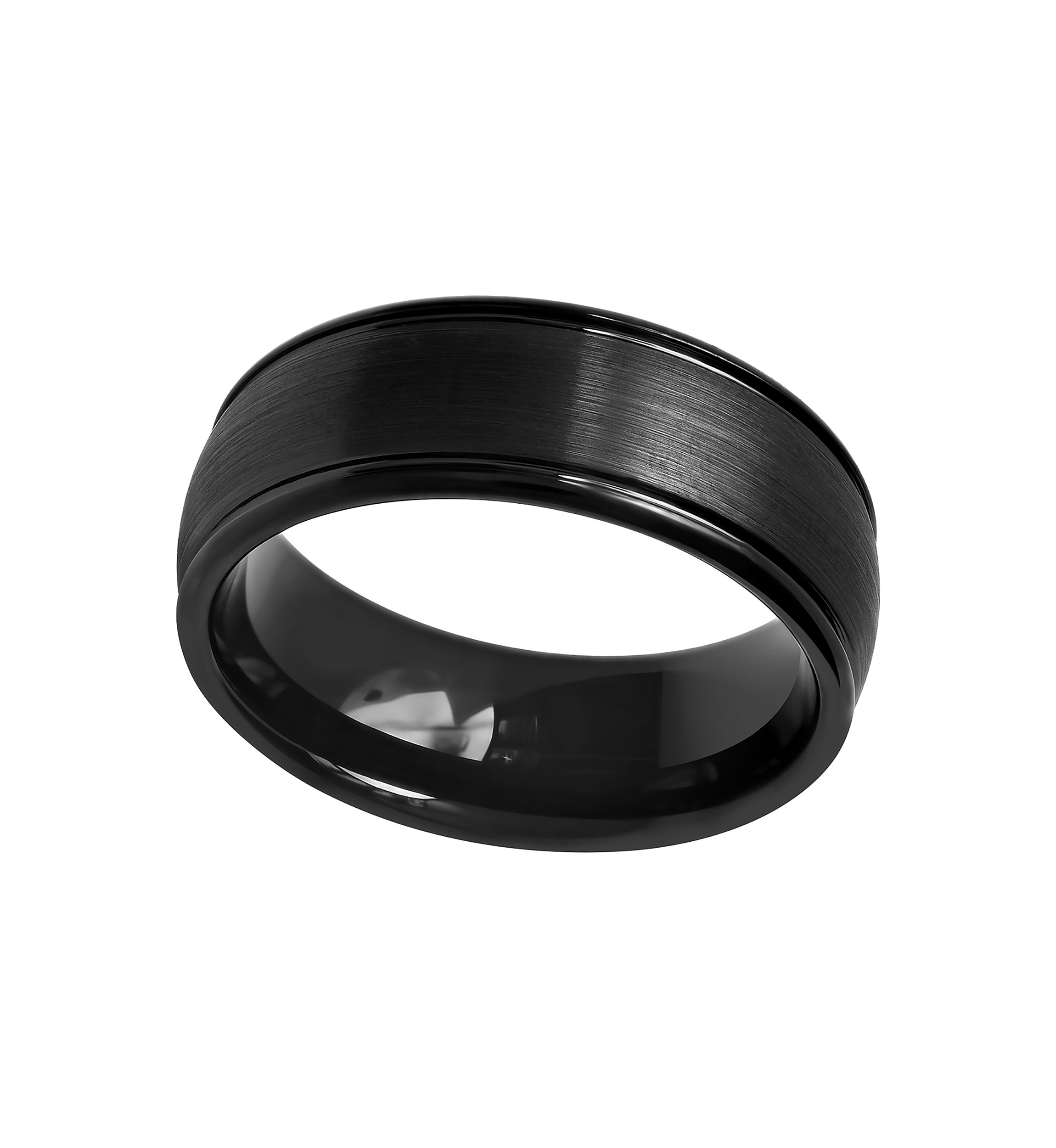 Domed Satin Finish Band in Black Cobalt