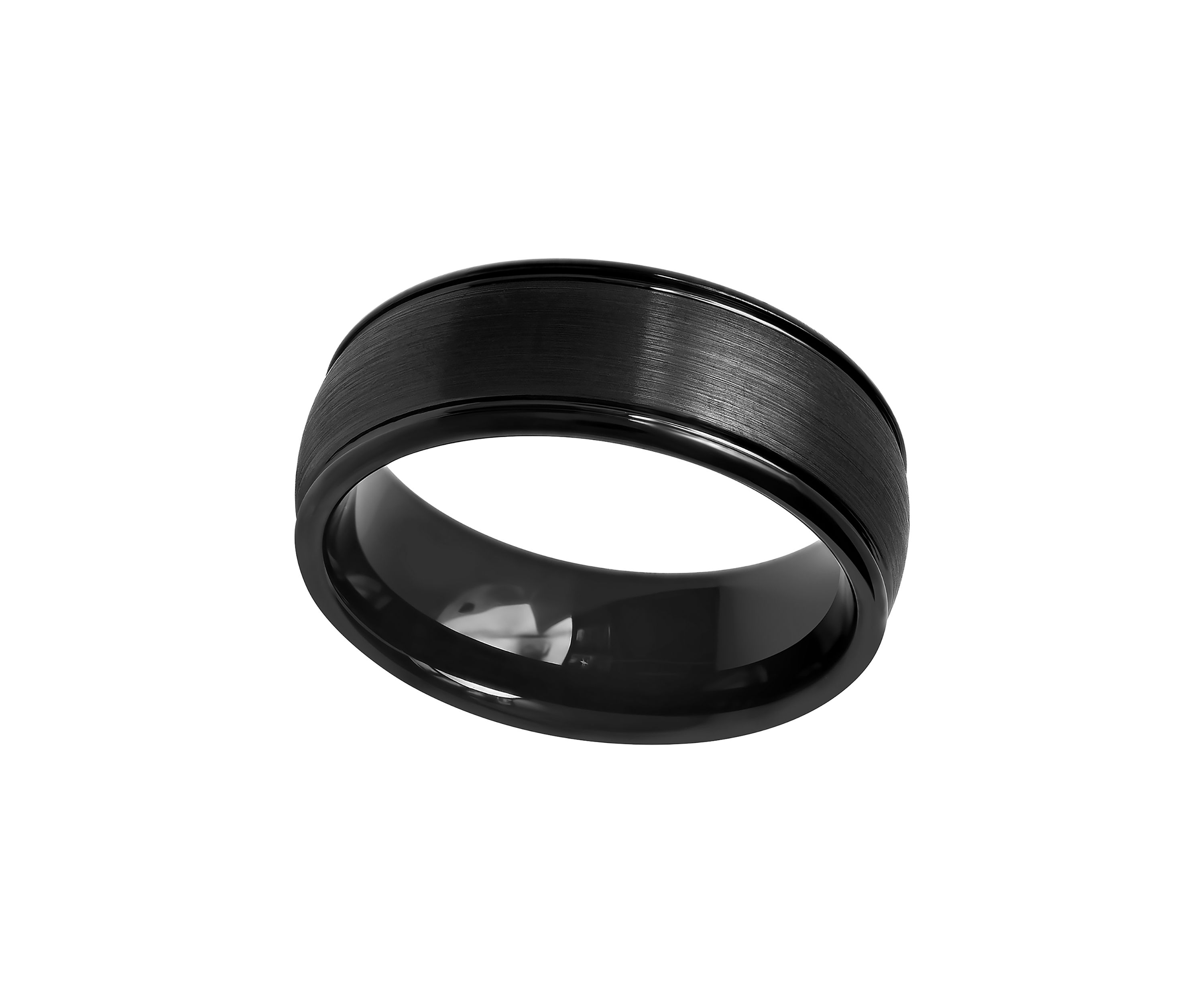 Domed Satin Finish Band in Black Cobalt