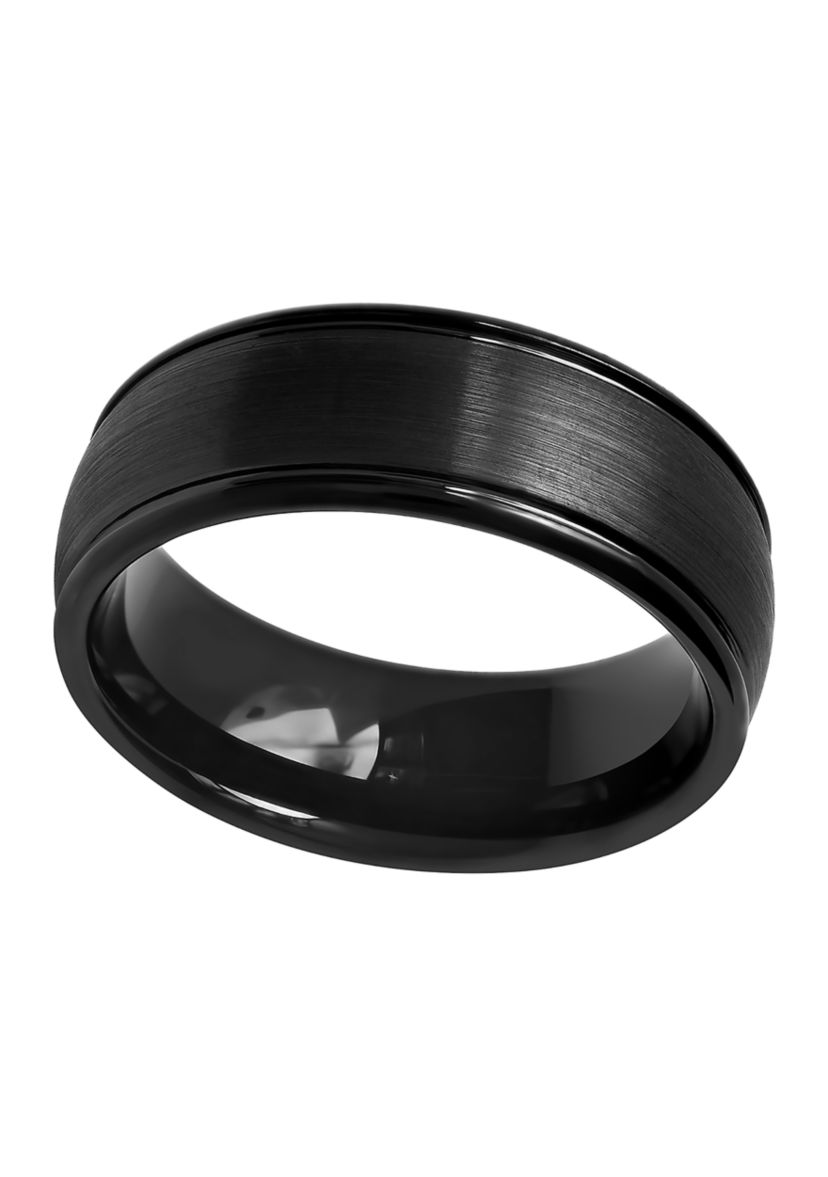 Domed Satin Finish Band in Black Cobalt