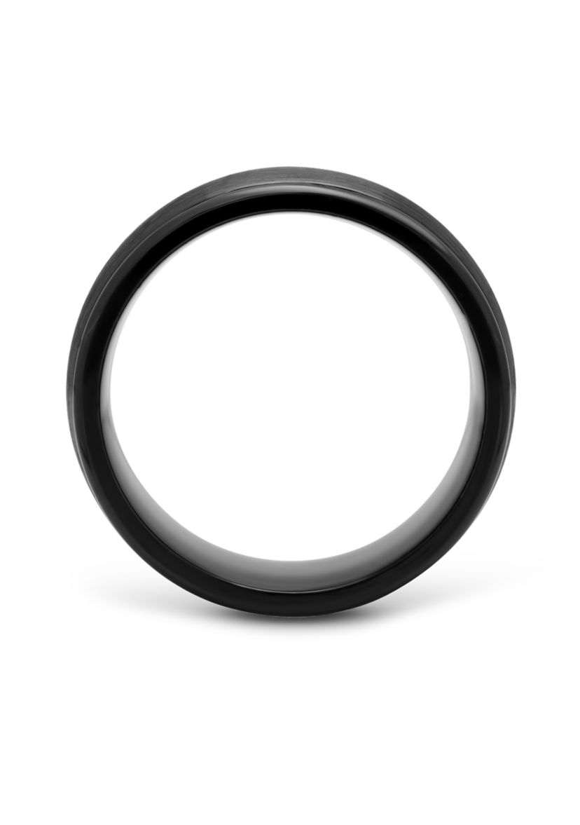 Domed Satin Finish Band in Black Cobalt