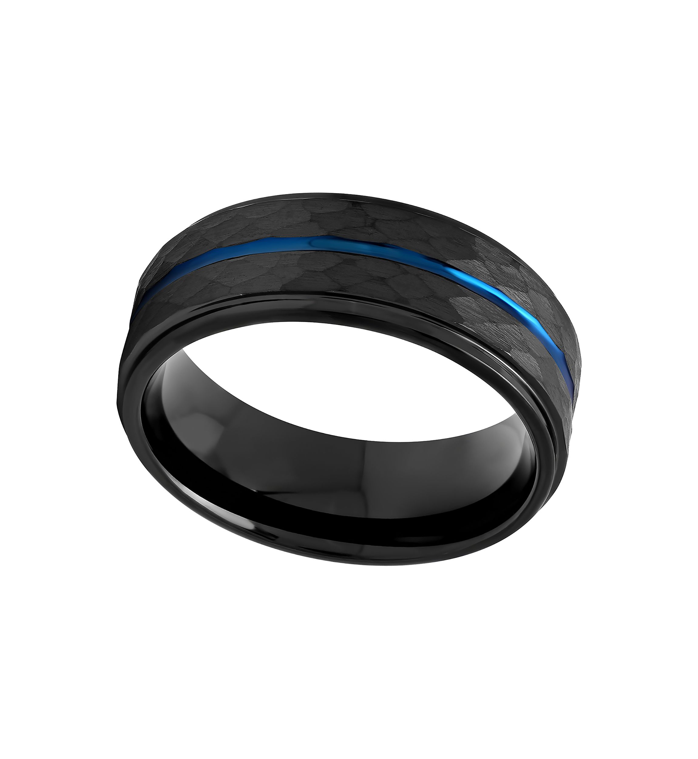 Hammered Blue Stripe Band in Black Cobalt