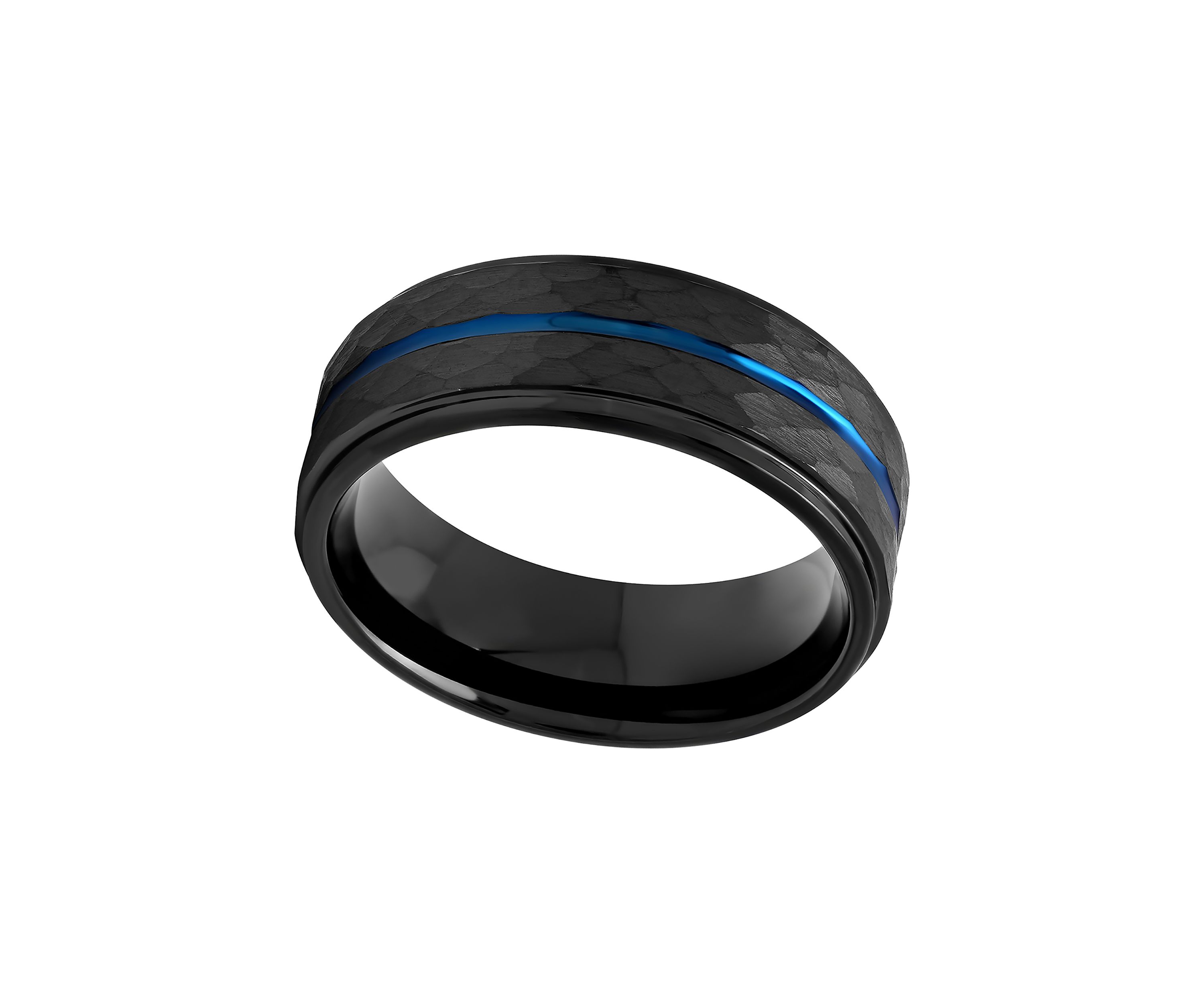 Hammered Blue Stripe Band in Black Cobalt
