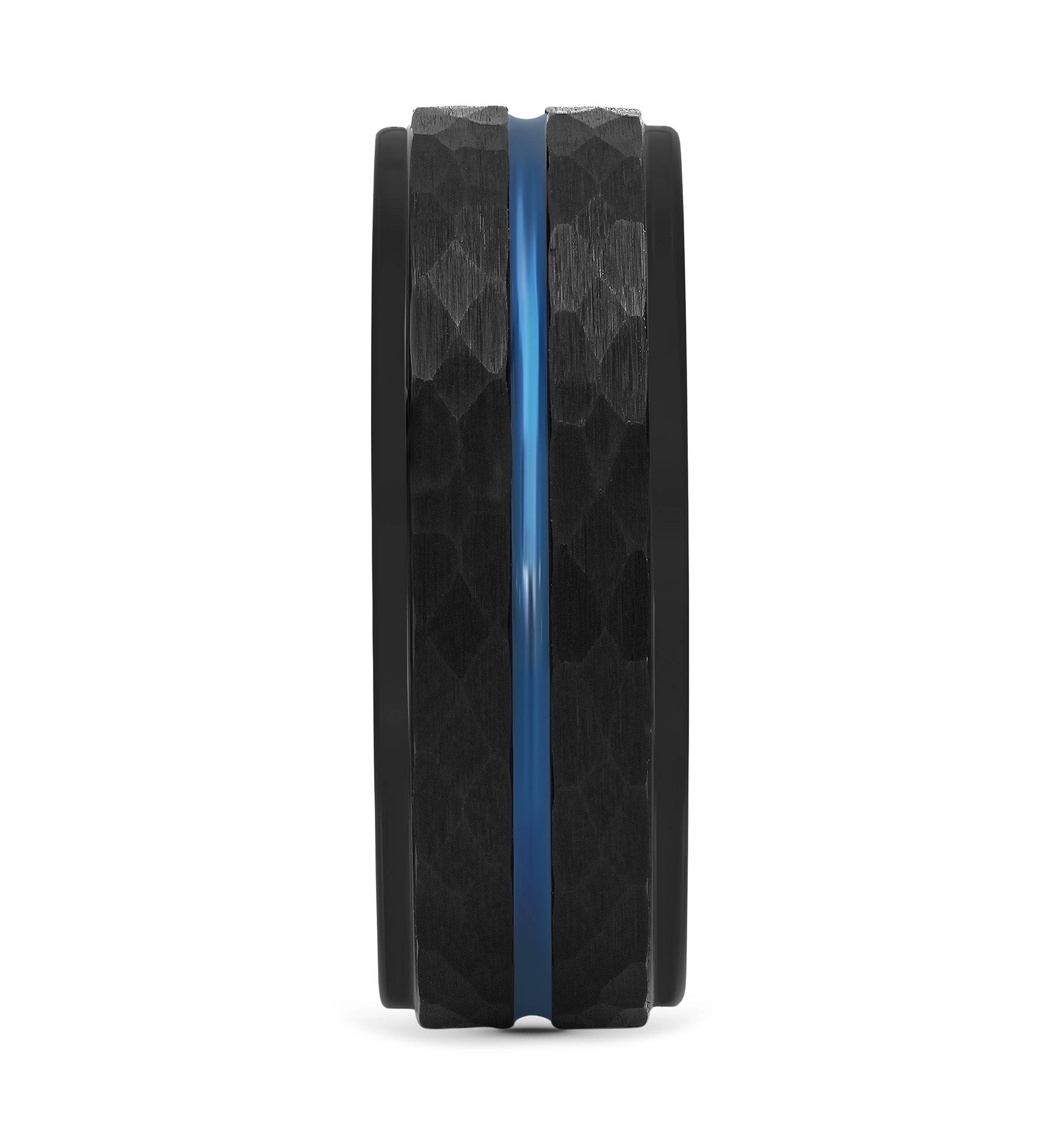 Hammered Blue Stripe Band in Black Cobalt