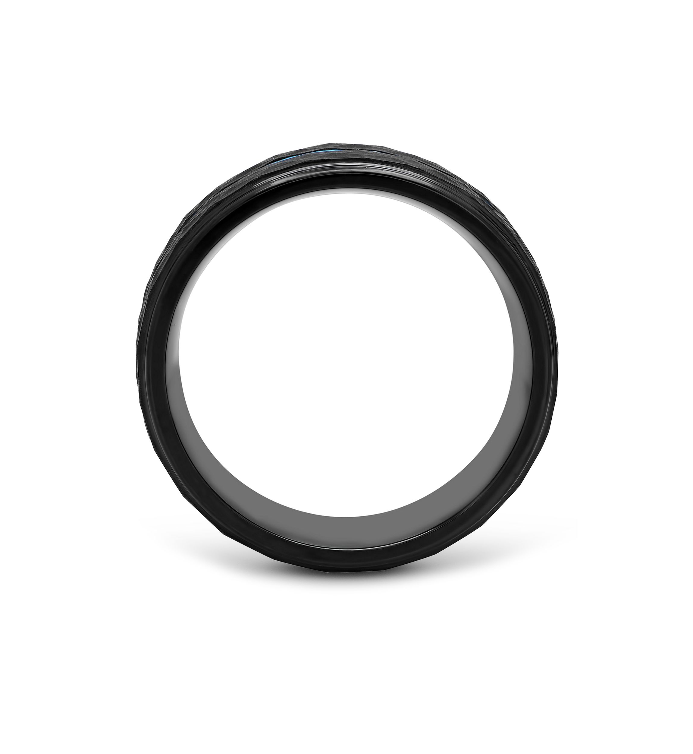 Hammered Blue Stripe Band in Black Cobalt