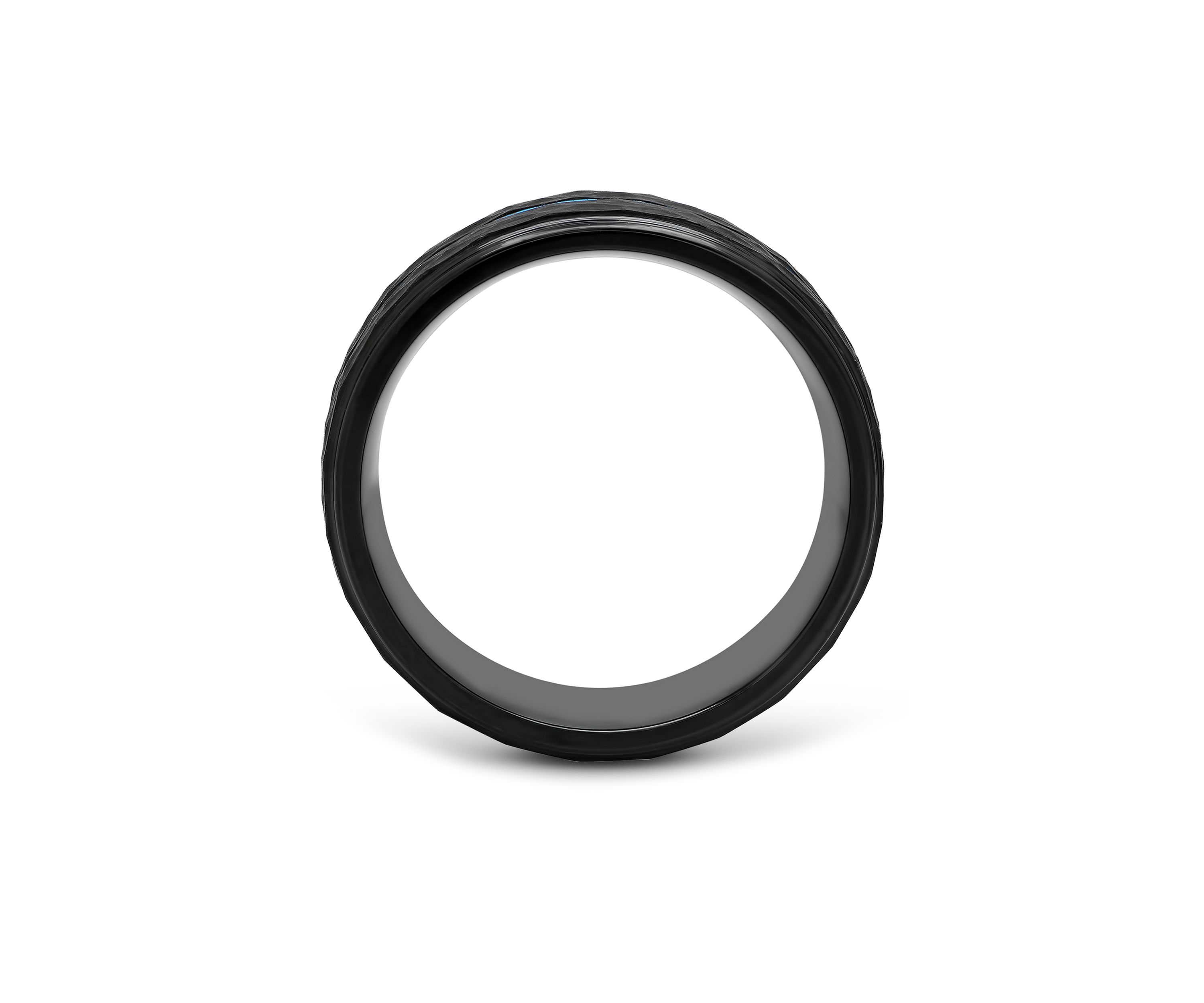 Hammered Blue Stripe Band in Black Cobalt