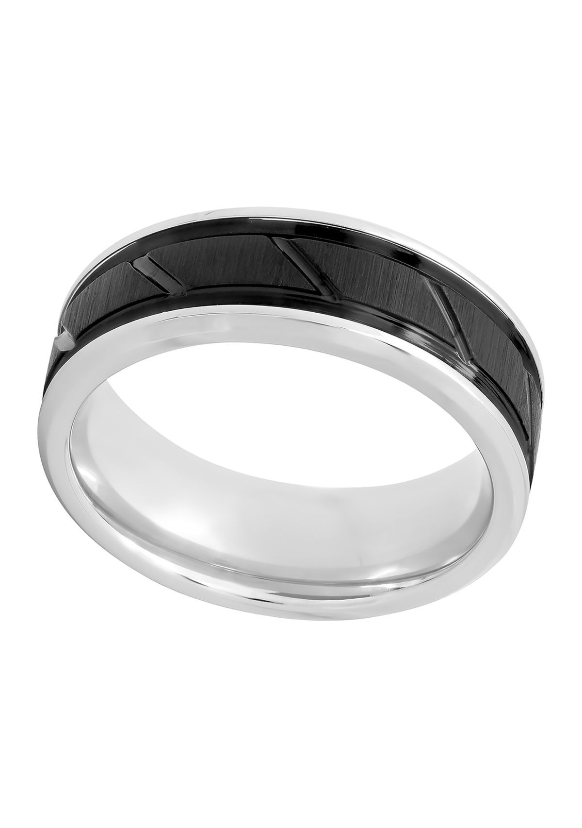 Grooved Satin Finish Band in Two-Tone Cobalt