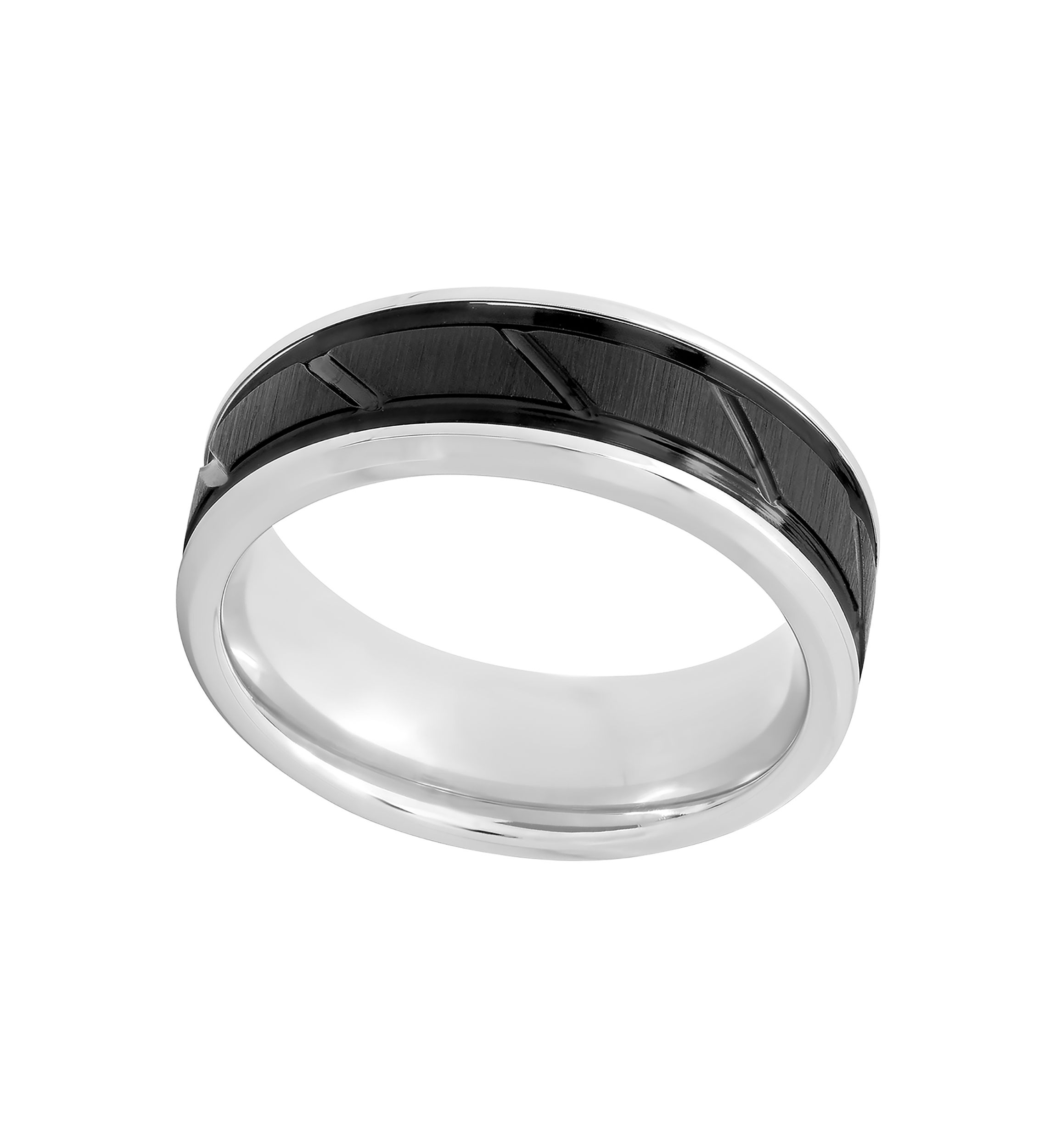 Grooved Satin Finish Band in Two-Tone Cobalt