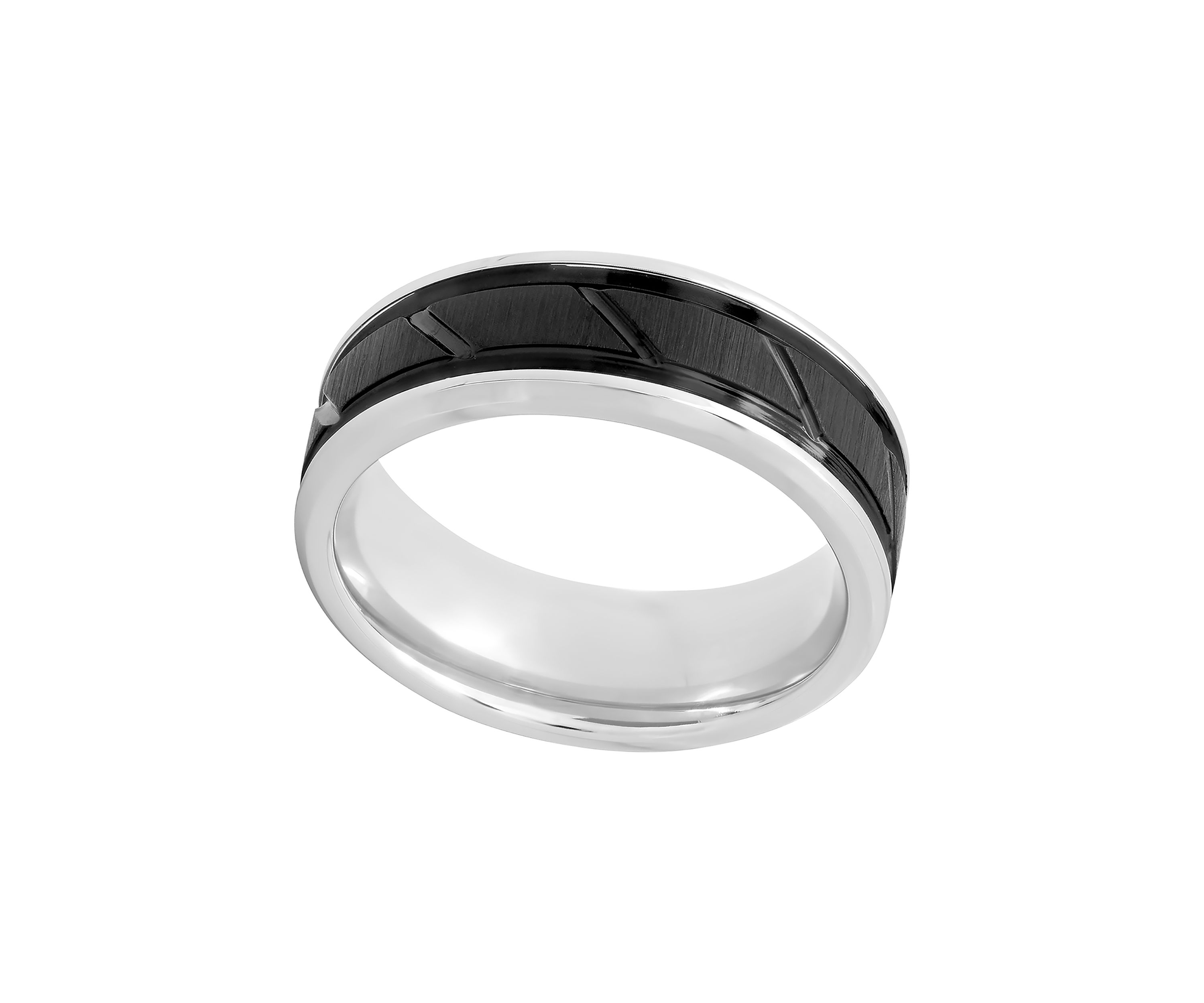 Grooved Satin Finish Band in Two-Tone Cobalt