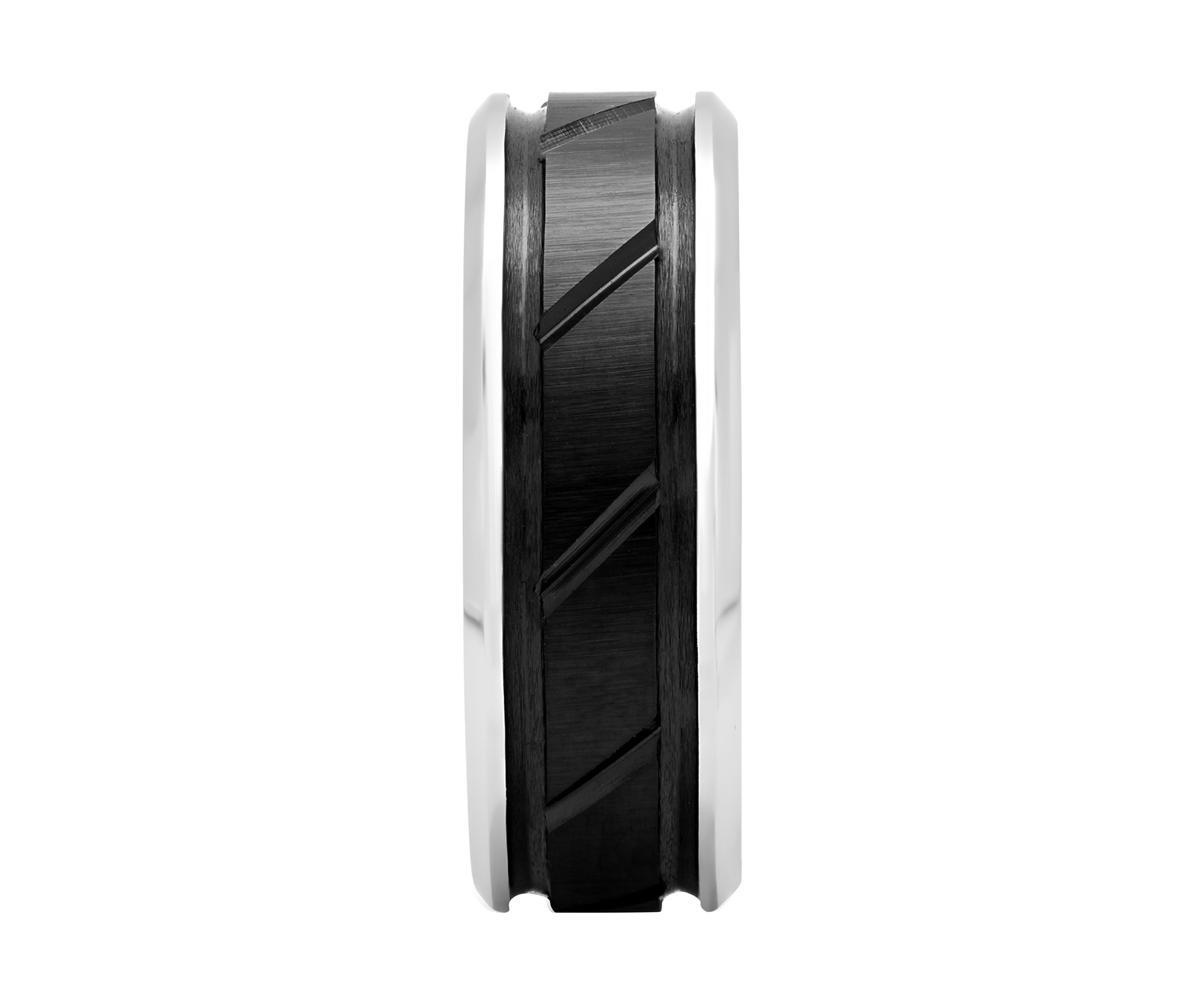 Grooved Satin Finish Band in Two-Tone Cobalt