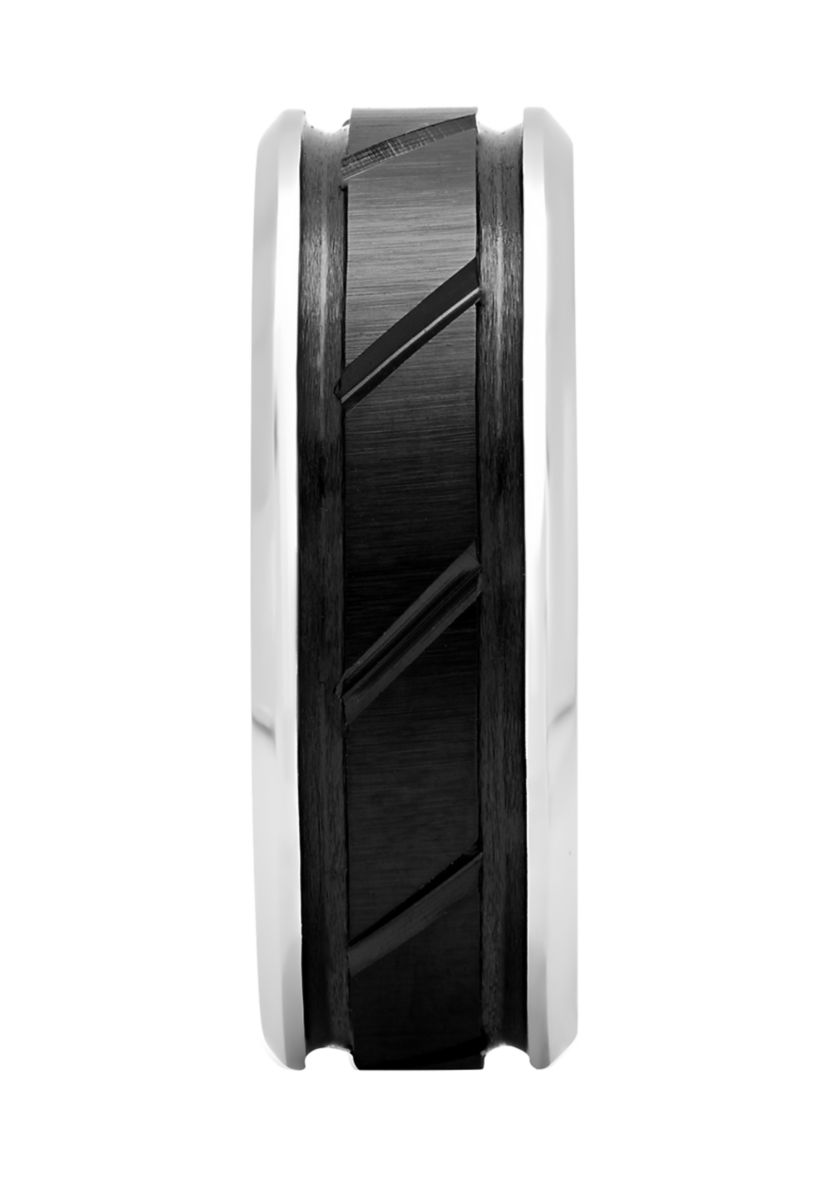 Grooved Satin Finish Band in Two-Tone Cobalt