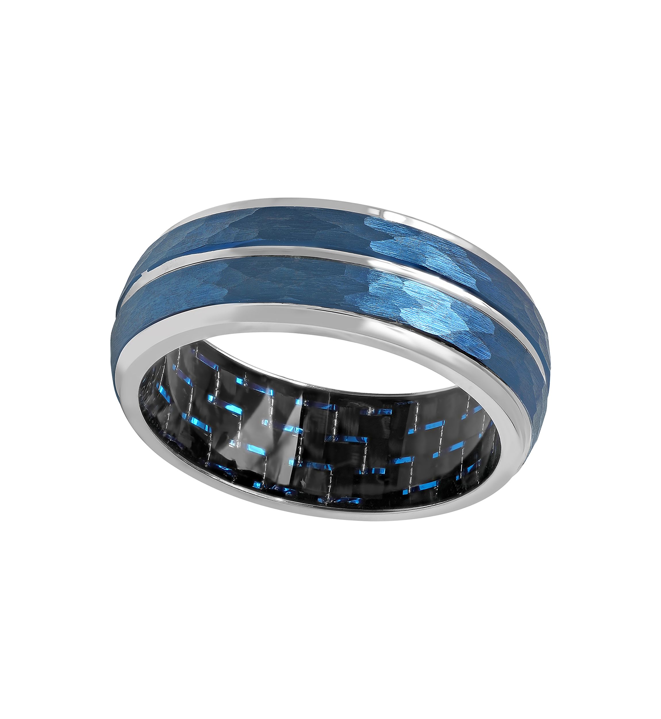 Hammered Step Edge Band in Blue Cobalt