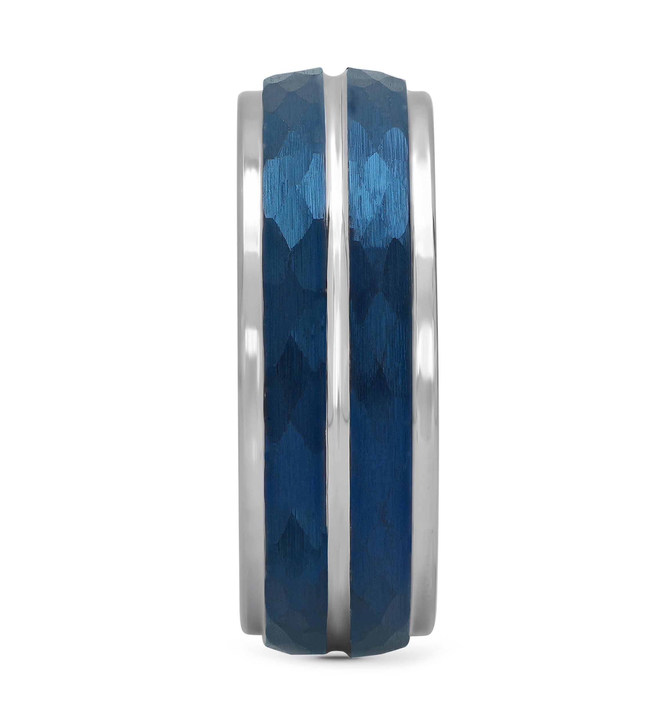 Hammered Step Edge Band in Blue Cobalt