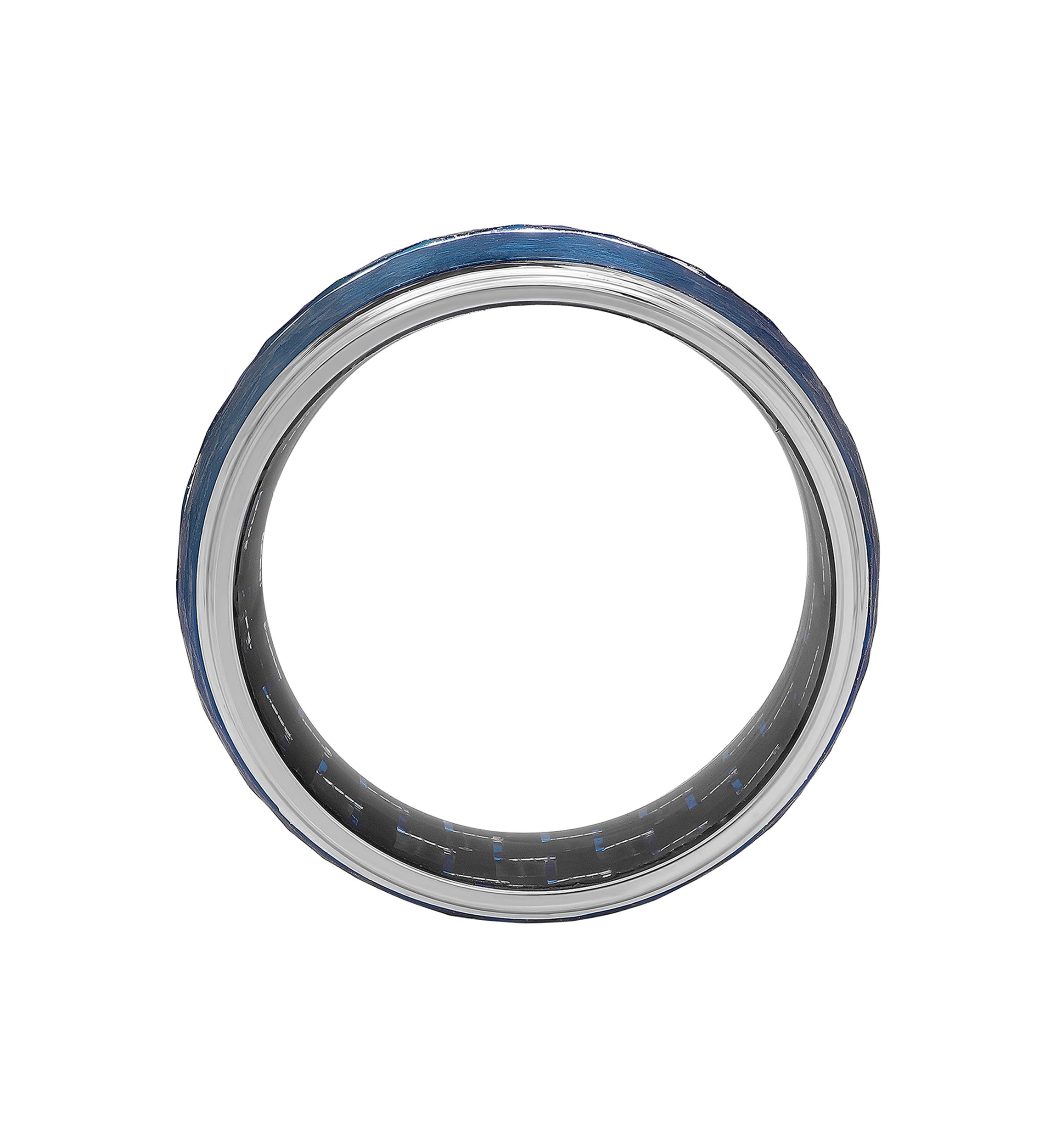 Hammered Step Edge Band in Blue Cobalt