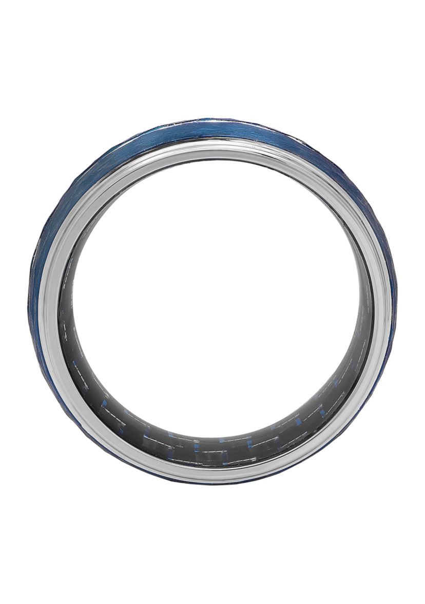 Hammered Step Edge Band in Blue Cobalt