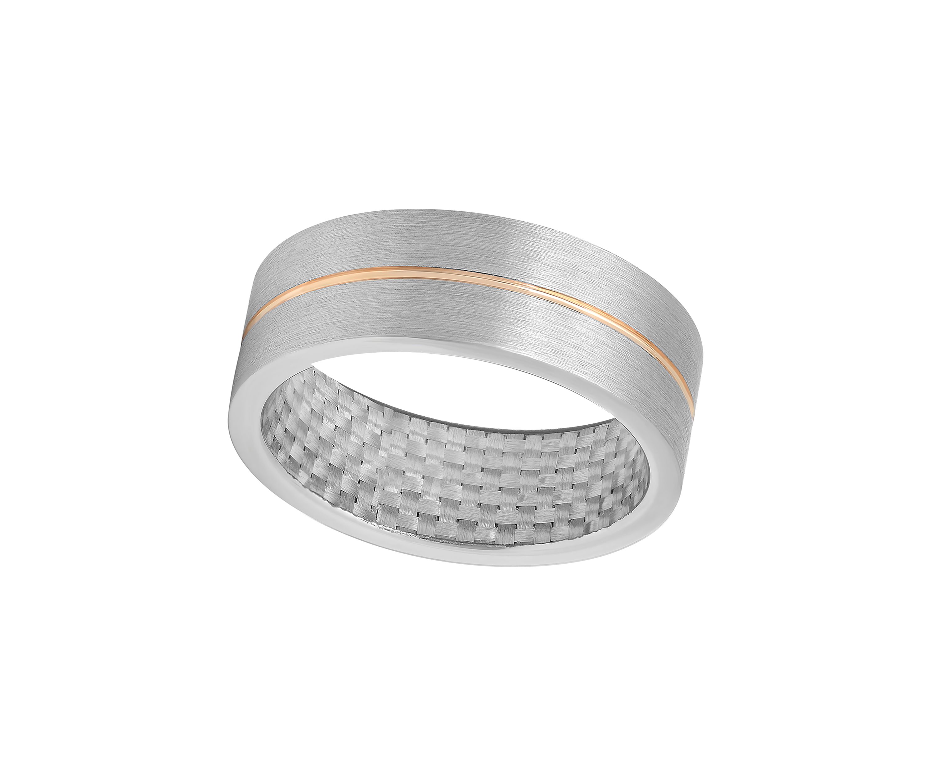 Satin Finish Rose-Tone Stripe Band in Cobalt