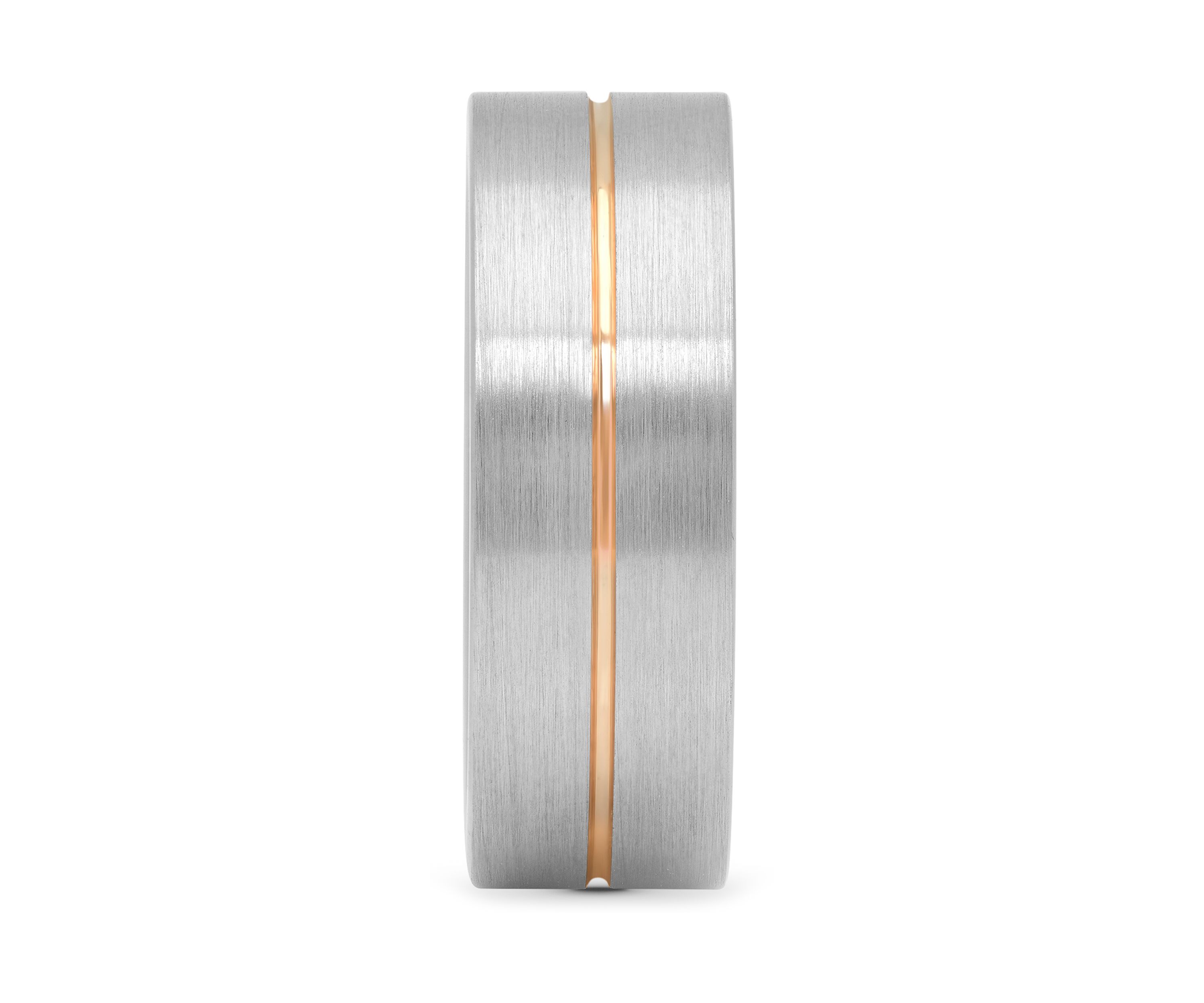 Satin Finish Rose-Tone Stripe Band in Cobalt