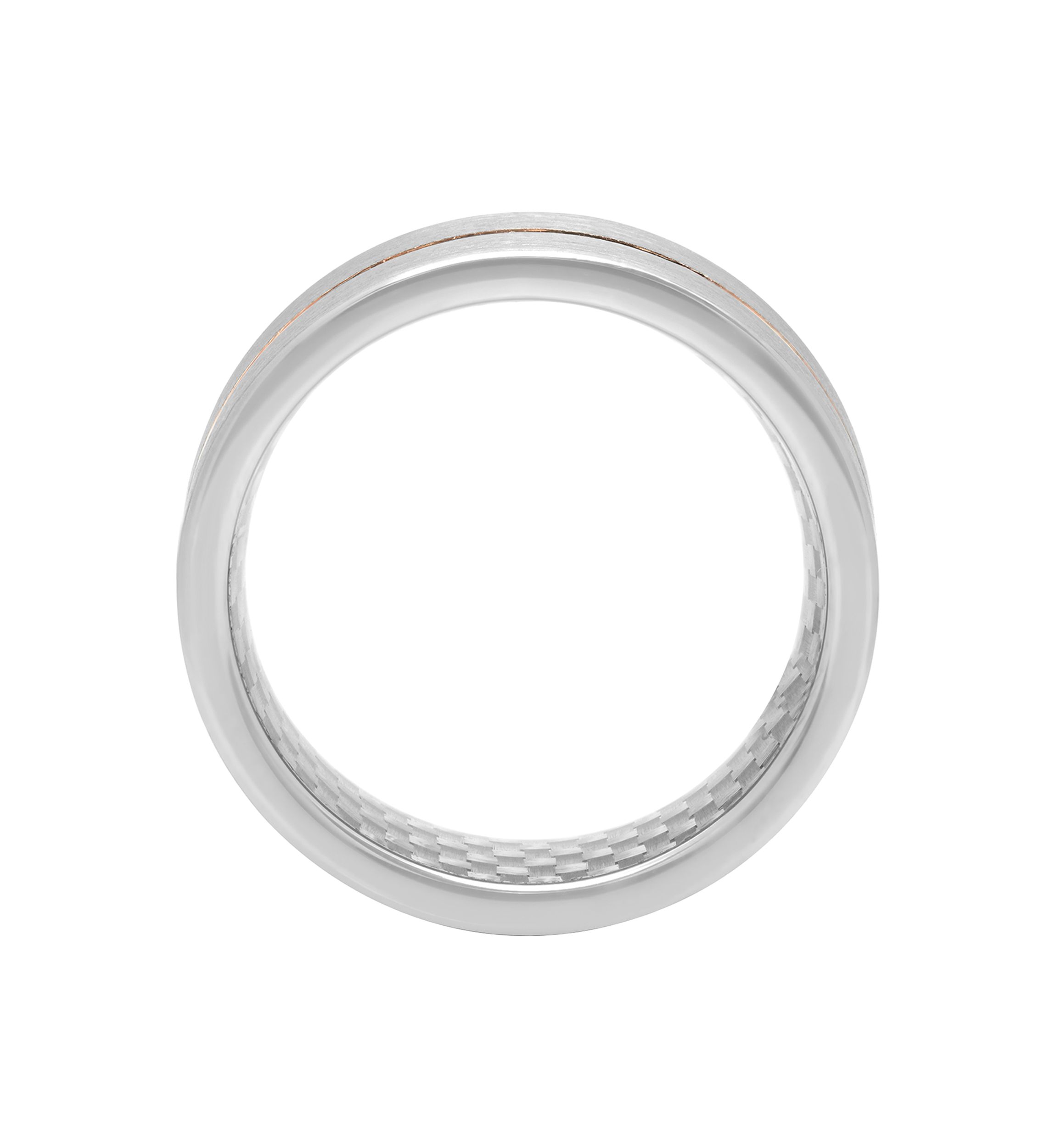 Satin Finish Rose-Tone Stripe Band in Cobalt