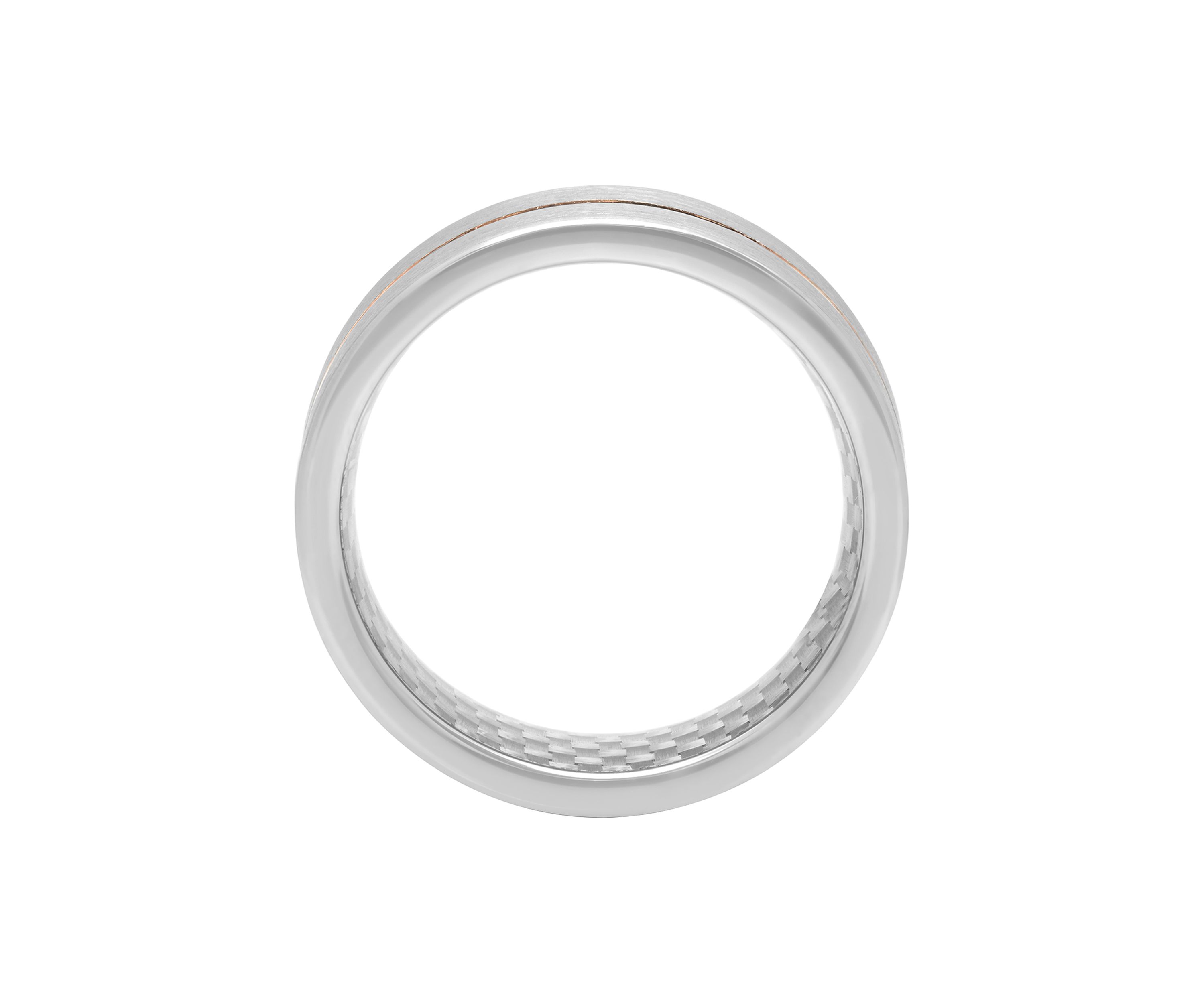 Satin Finish Rose-Tone Stripe Band in Cobalt