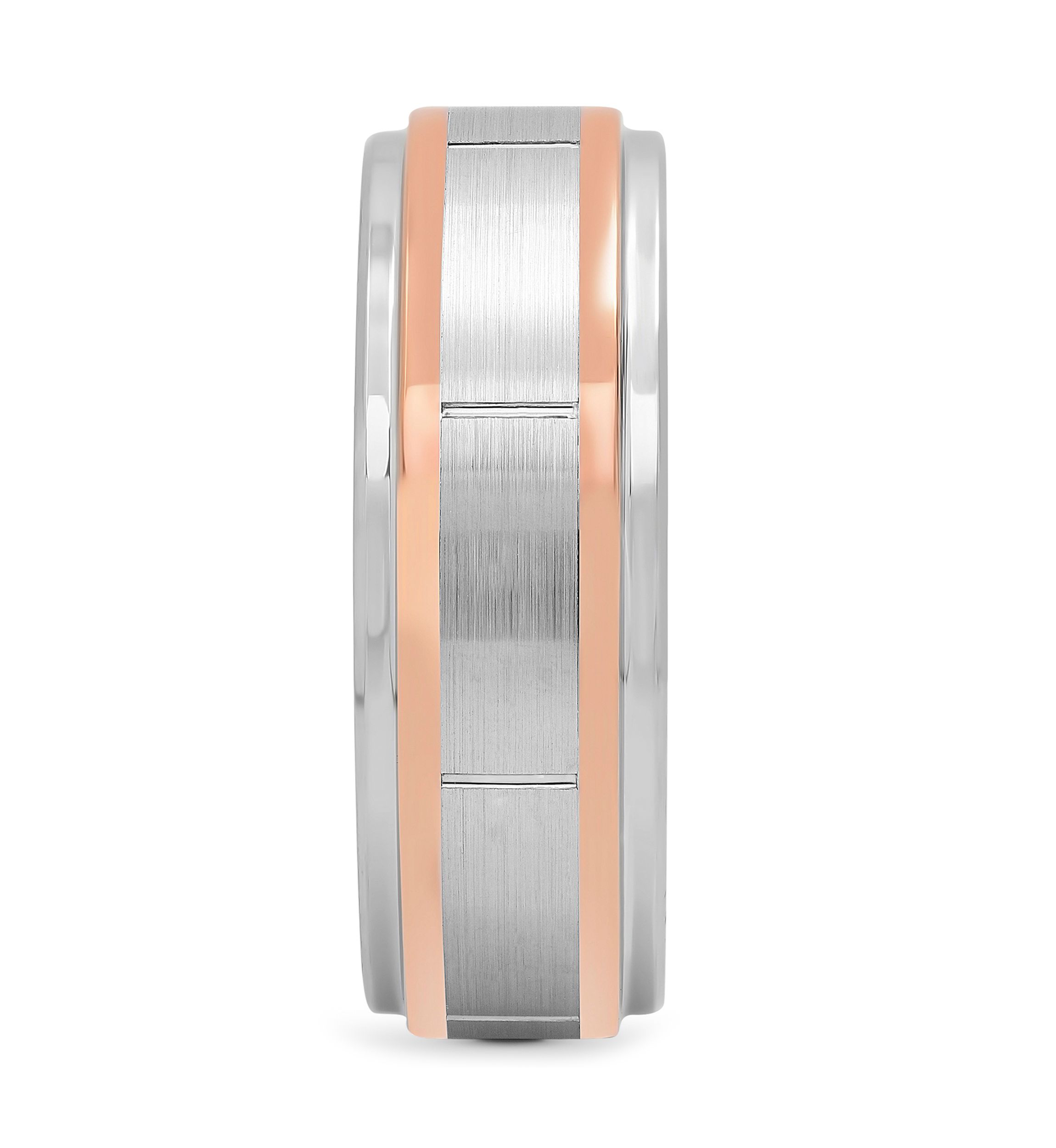 Satin Finish Rose-Tone Stripe Band in Cobalt