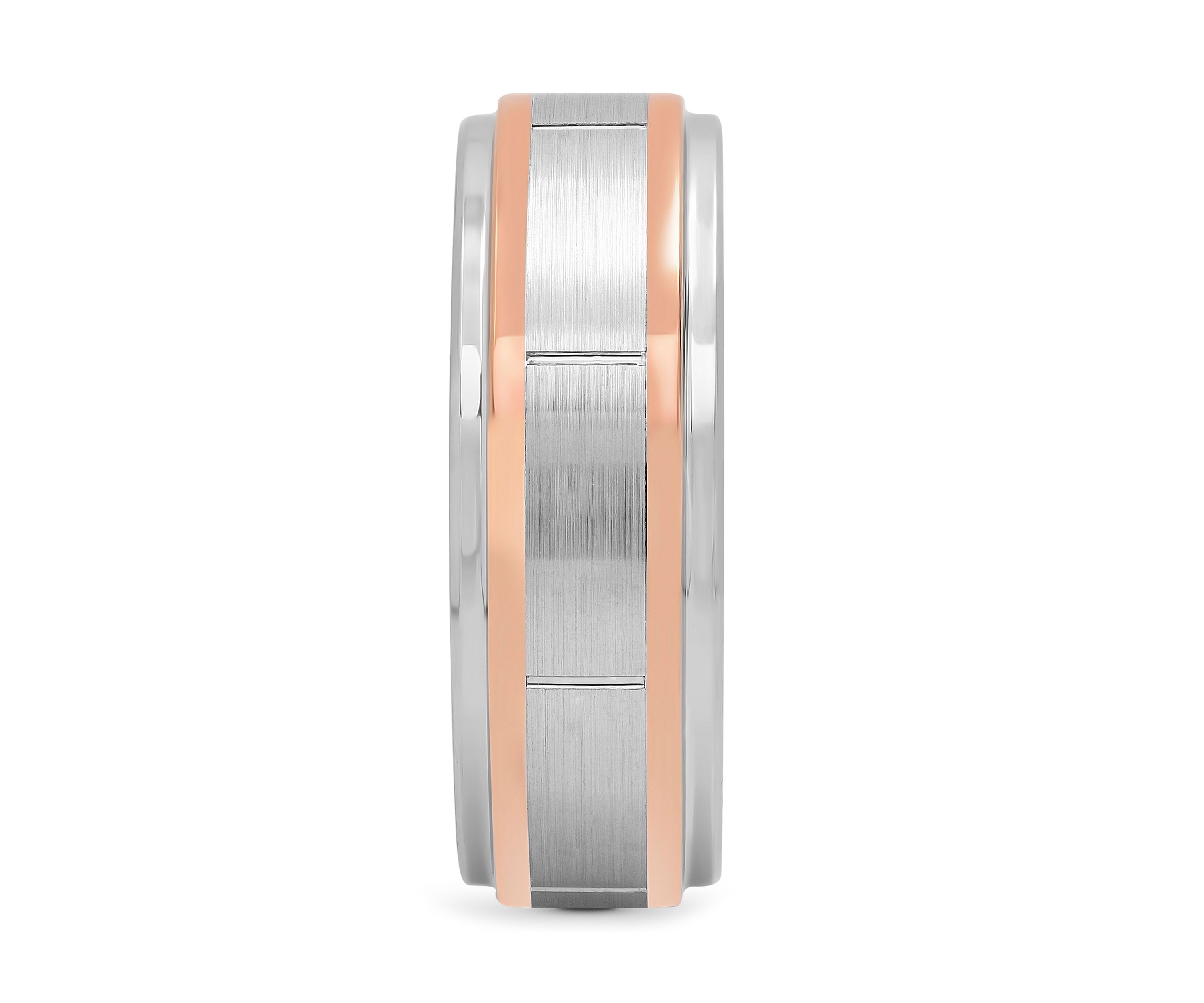 Satin Finish Rose-Tone Stripe Band in Cobalt