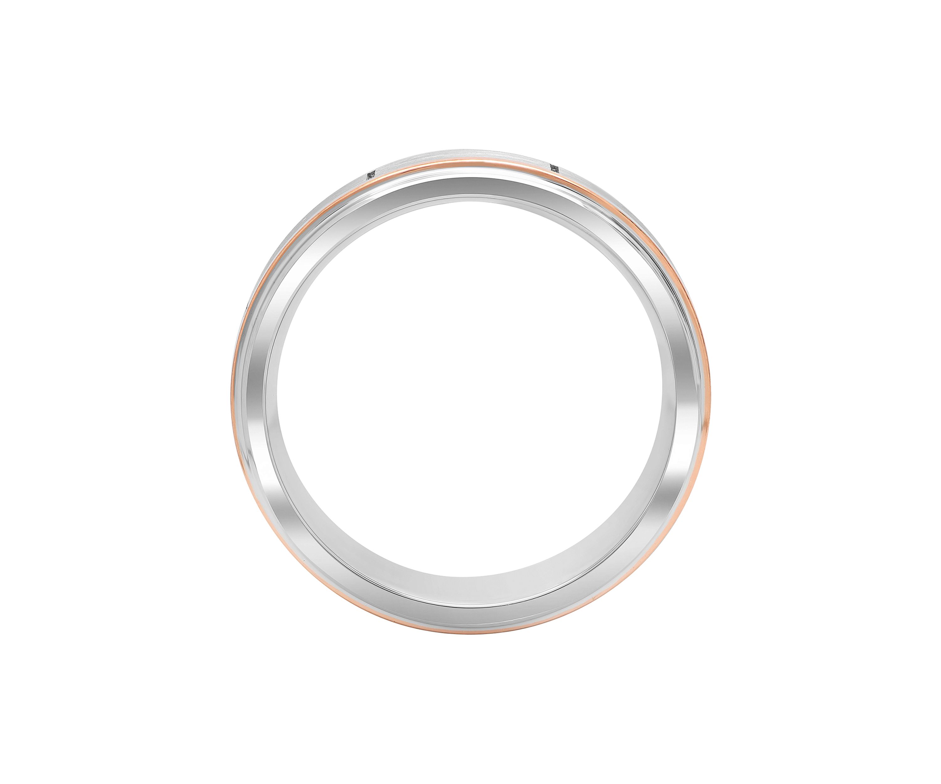 Satin Finish Rose-Tone Stripe Band in Cobalt